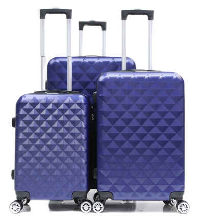 Cheffinger Koffer Koffer 3 tlg Hartschale Trolley Set Kofferset Handgepäck ABS-07, 4 Rollen