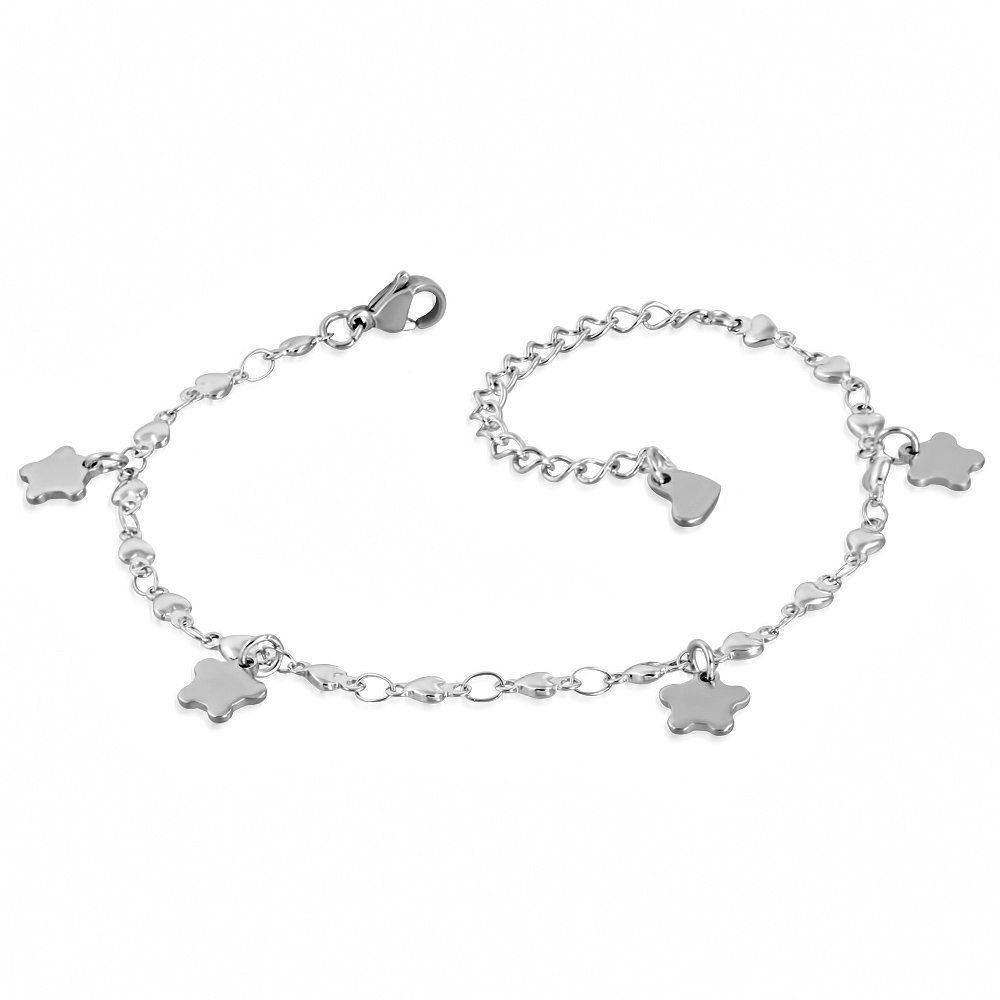 BUNGSA Armband Bettelarmband aus Armband, Blüten Silber Bracelet aus Schmuckbeutel inkl. Damen Edelstahl (1 Armschmuck Organza)