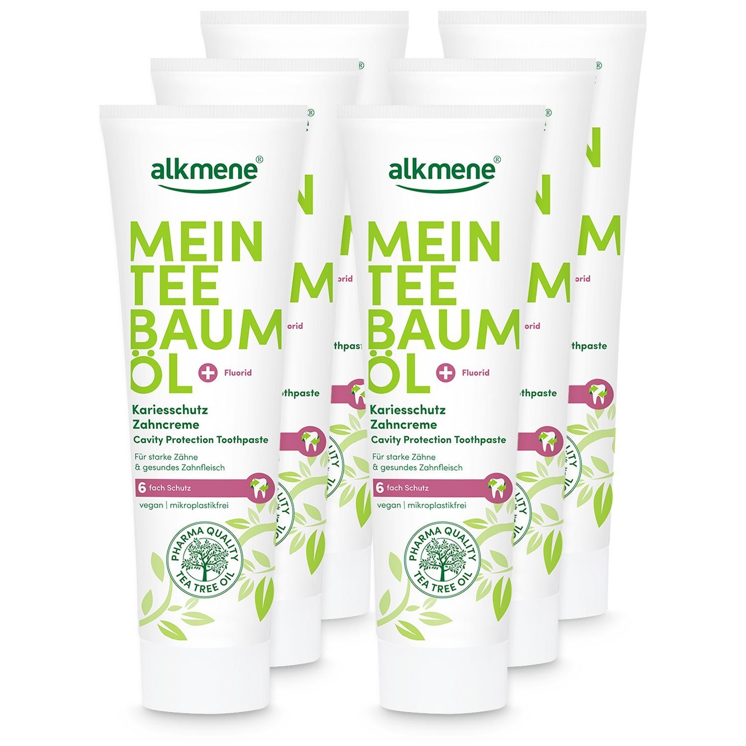 Zahnpasta 6x Teebaumöl Kariesschutz Zahncreme mit 6fach Schutz - Zahnpasta vegan