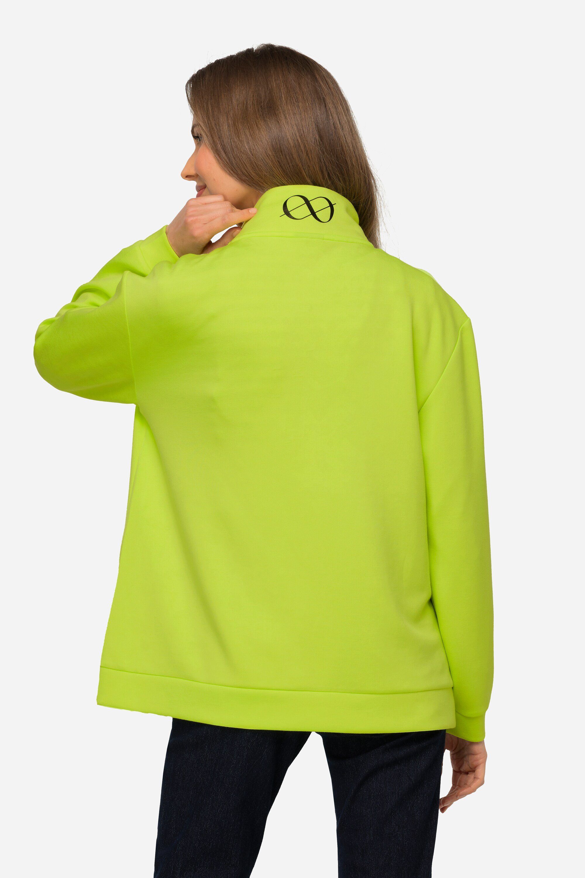 Sweatshirt gelb Langarm Troyerkragen Seitenschlitze Sweatshirt neon Laurasøn