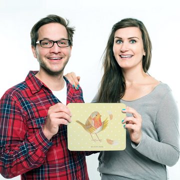 Mr. & Mrs. Panda Mauspad Rotkehlchen Federn - Gelb Pastell - Geschenk, What if i fall, lustige (1-St), rutschfest