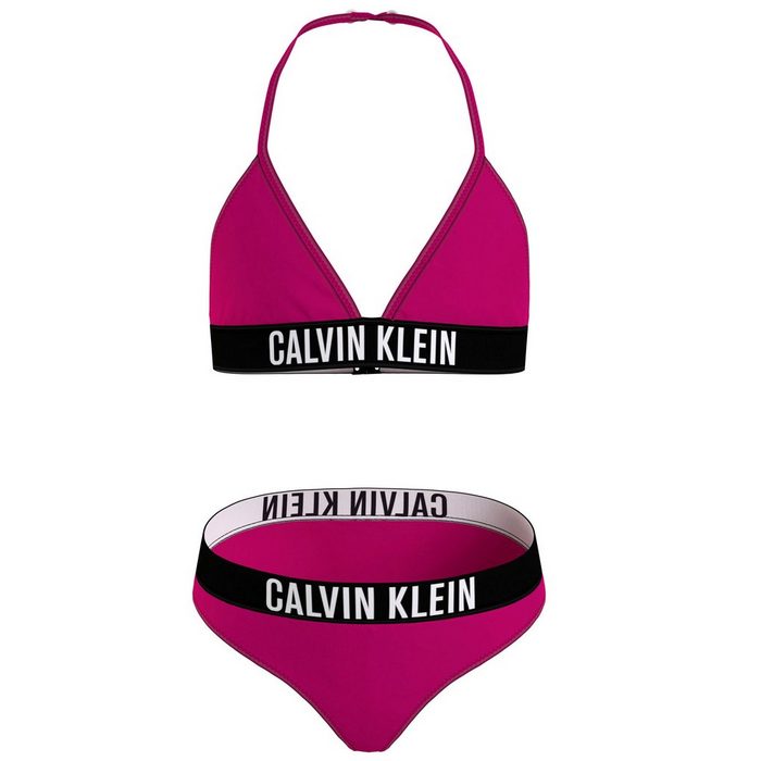Calvin Klein Swimwear Triangel-Bikini in Unifarben mit Schriftzügen