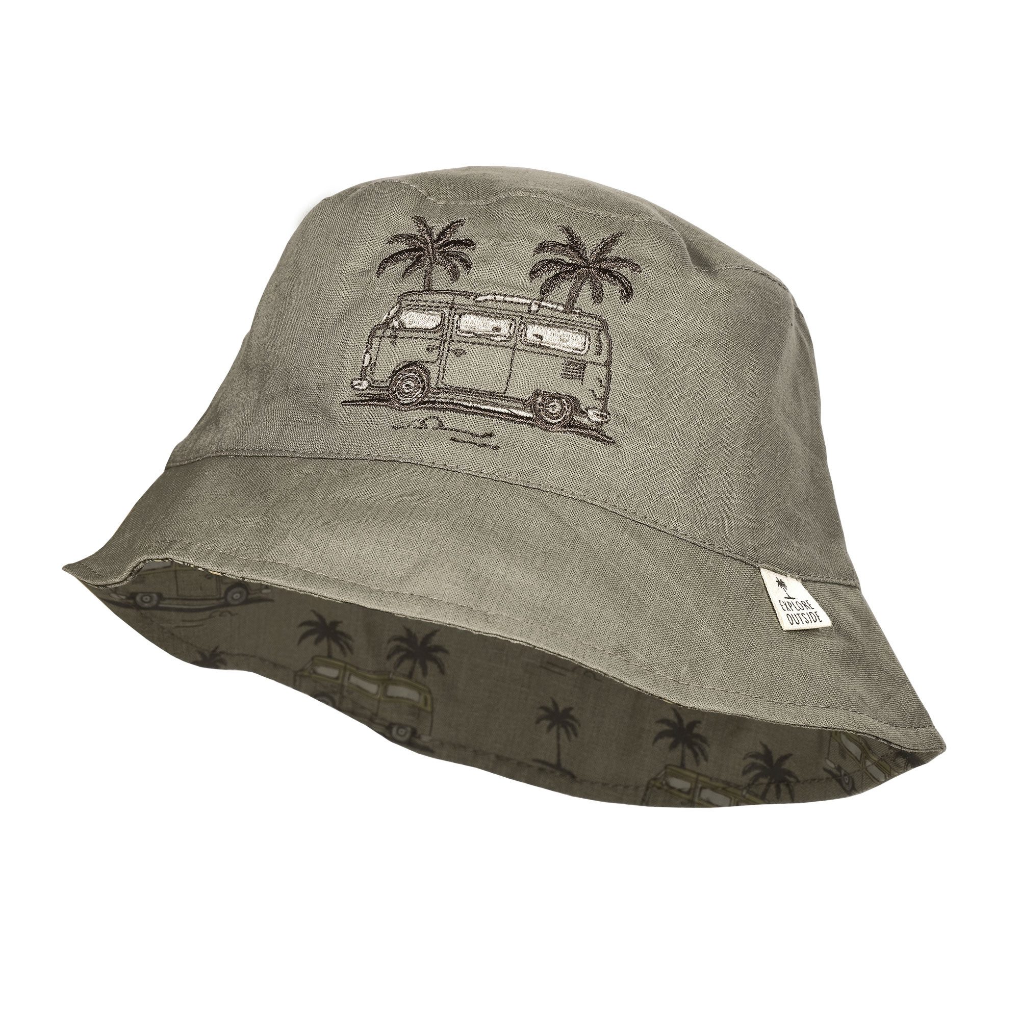 MAXIMO Fischerhut (1-St) Leinen-Mix, Camping-Motiv, Jungen, Kids