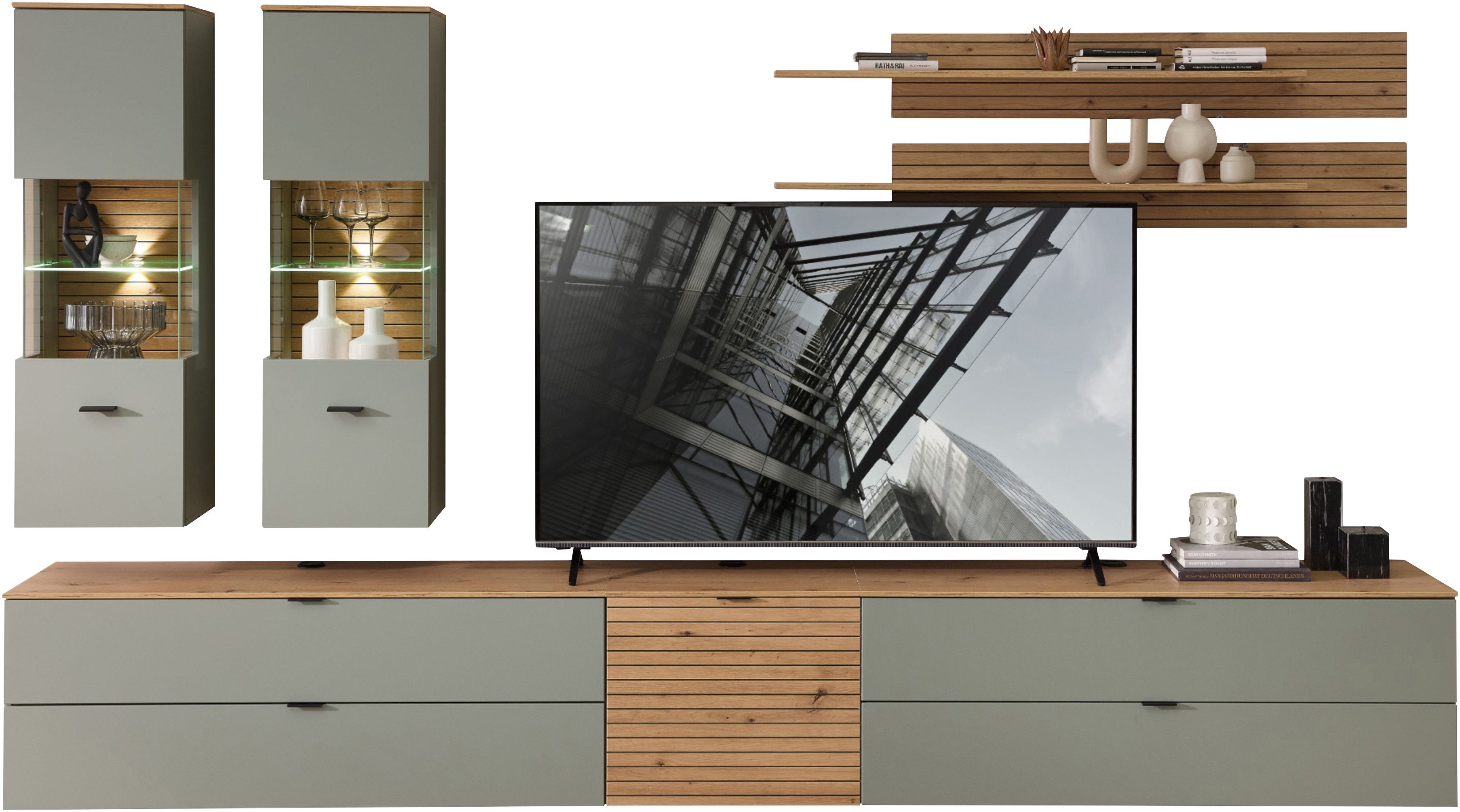 Innostyle Wohnwand Ina Wohnwand, 340x185x44 cm (B/H/T), (7-St)