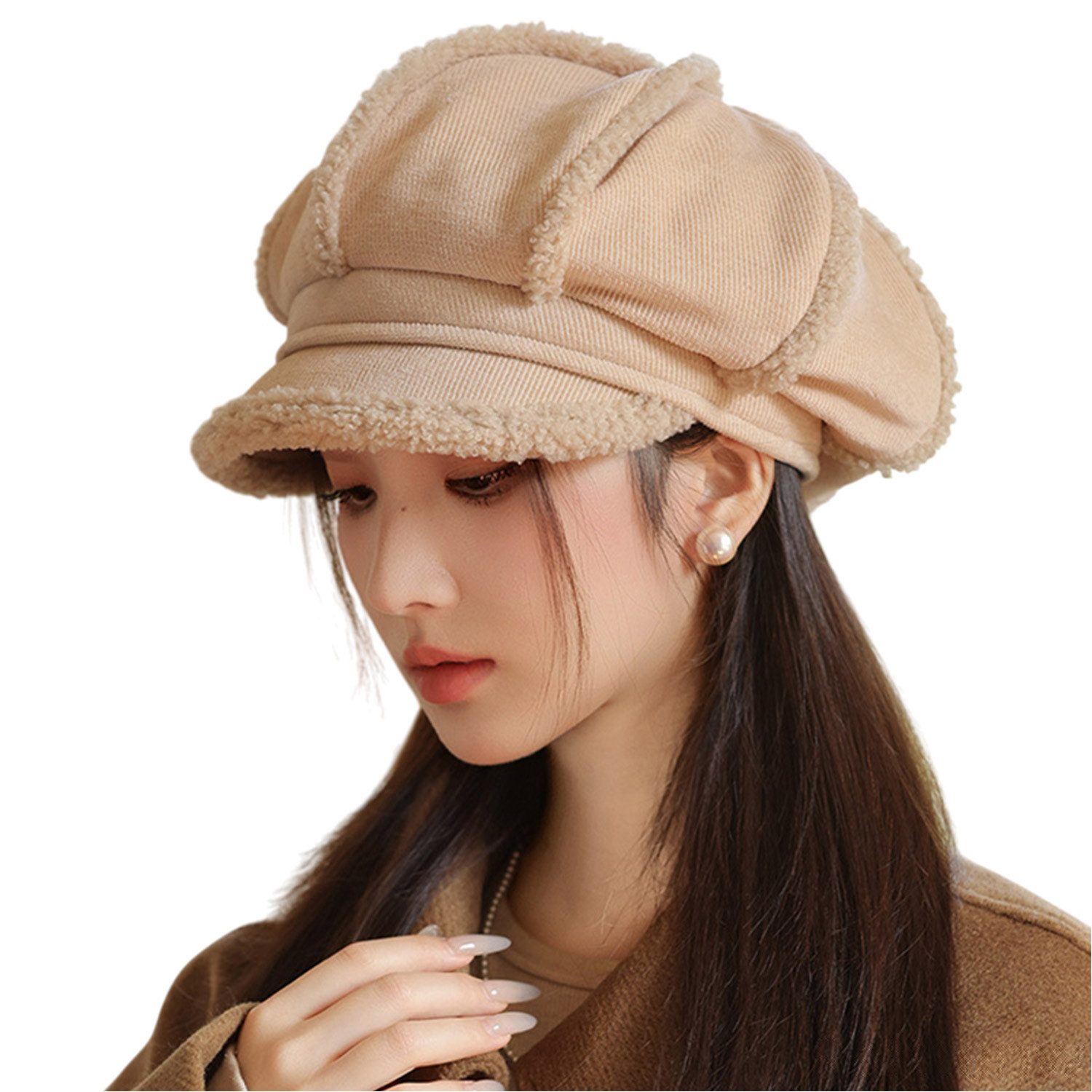 Refttenw Baskenmütze Damen Dicke Warme Ballonmütze günstig online kaufen