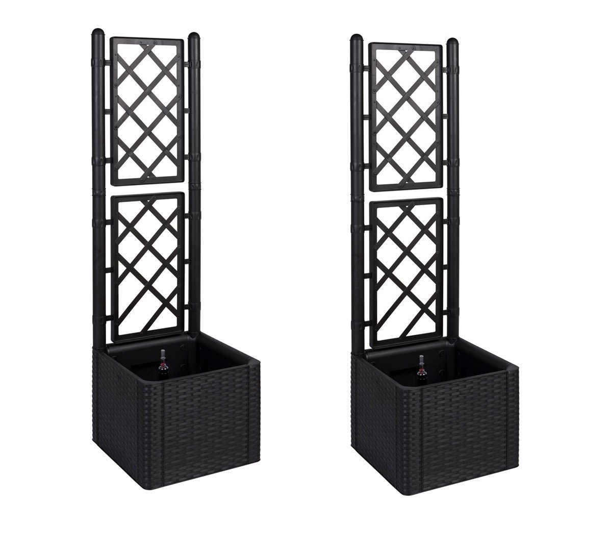 Kreher Spalier 2 x Kreher Rattan Spalier in schmaler Ausführung in Anthrazit, 2 St., Mit Rankhilfe, Mit Wasserspeicher, Mit Wasserstandsanzeiger