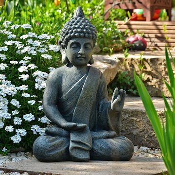 INtrenDU Gartenfigur Betender Garten Buddha 52cm, wetterfest für Innen und Außen