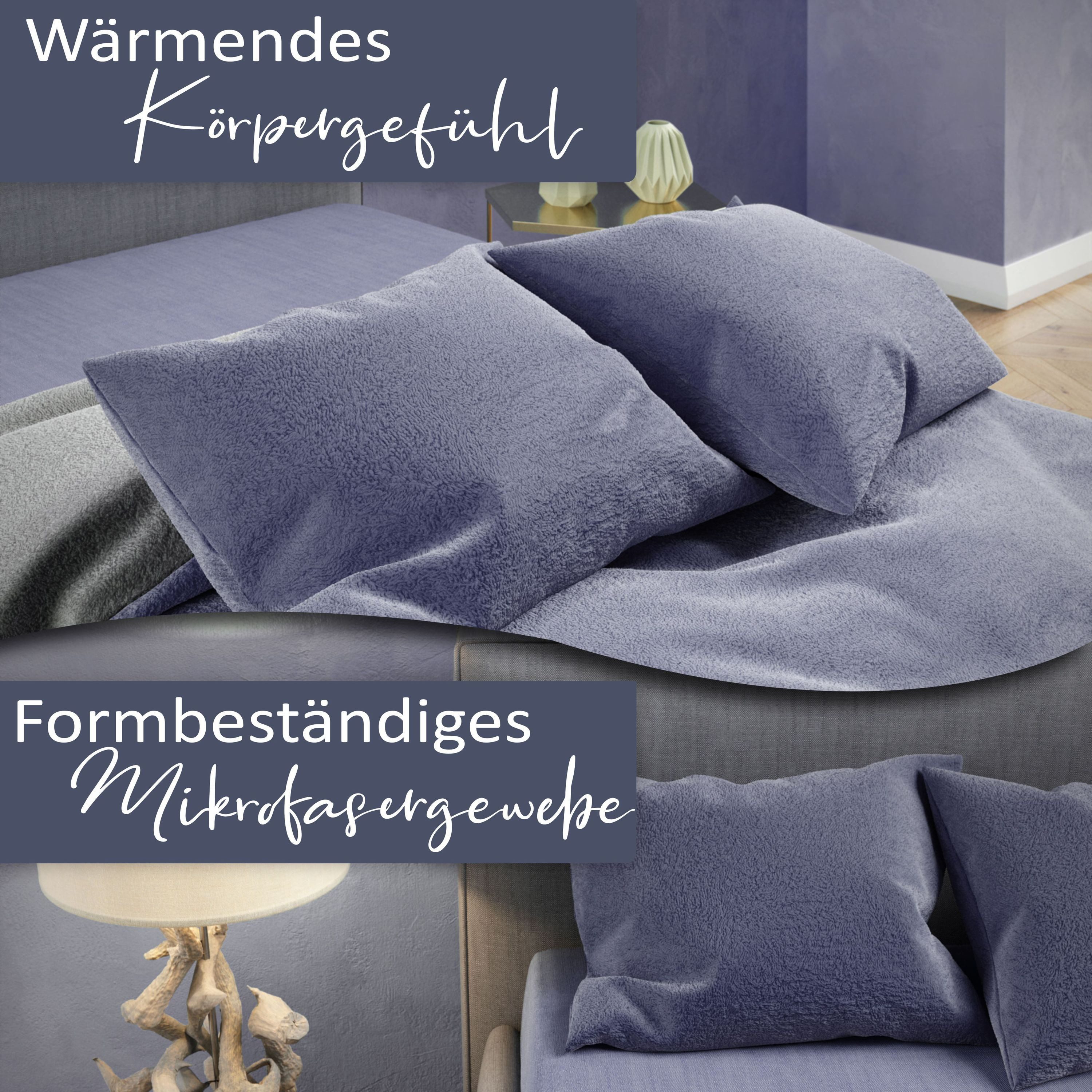 Leonado Vicenti Bettwäsche Winter Teddy Plüsch, Fleece, 2 teilig, Flauschig warmes Cashmere Touch, Einfarbig