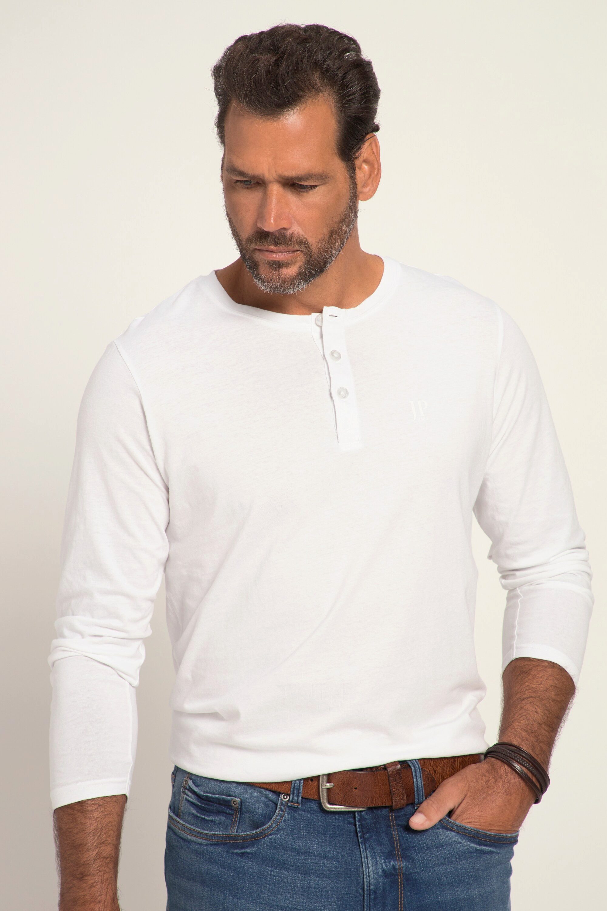JP1880 T-Shirt bis 8XL Langarm-Shirt Henley Knopfleiste günstig online kaufen