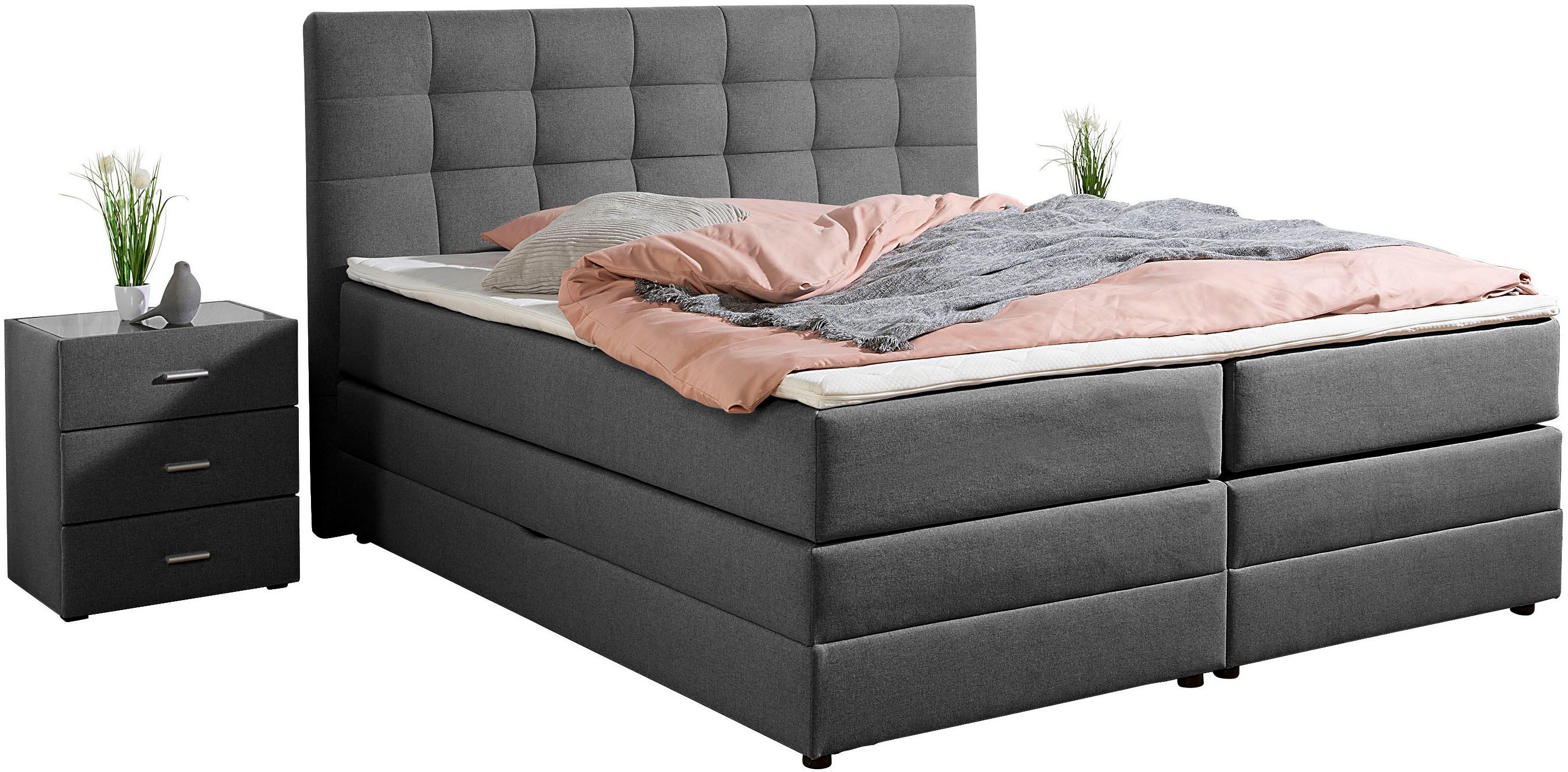 Home affaire Boxspringbett Ethan, inkl. Topper und geräumigen Bettkasten erhältlich in H2, H3 und H4
