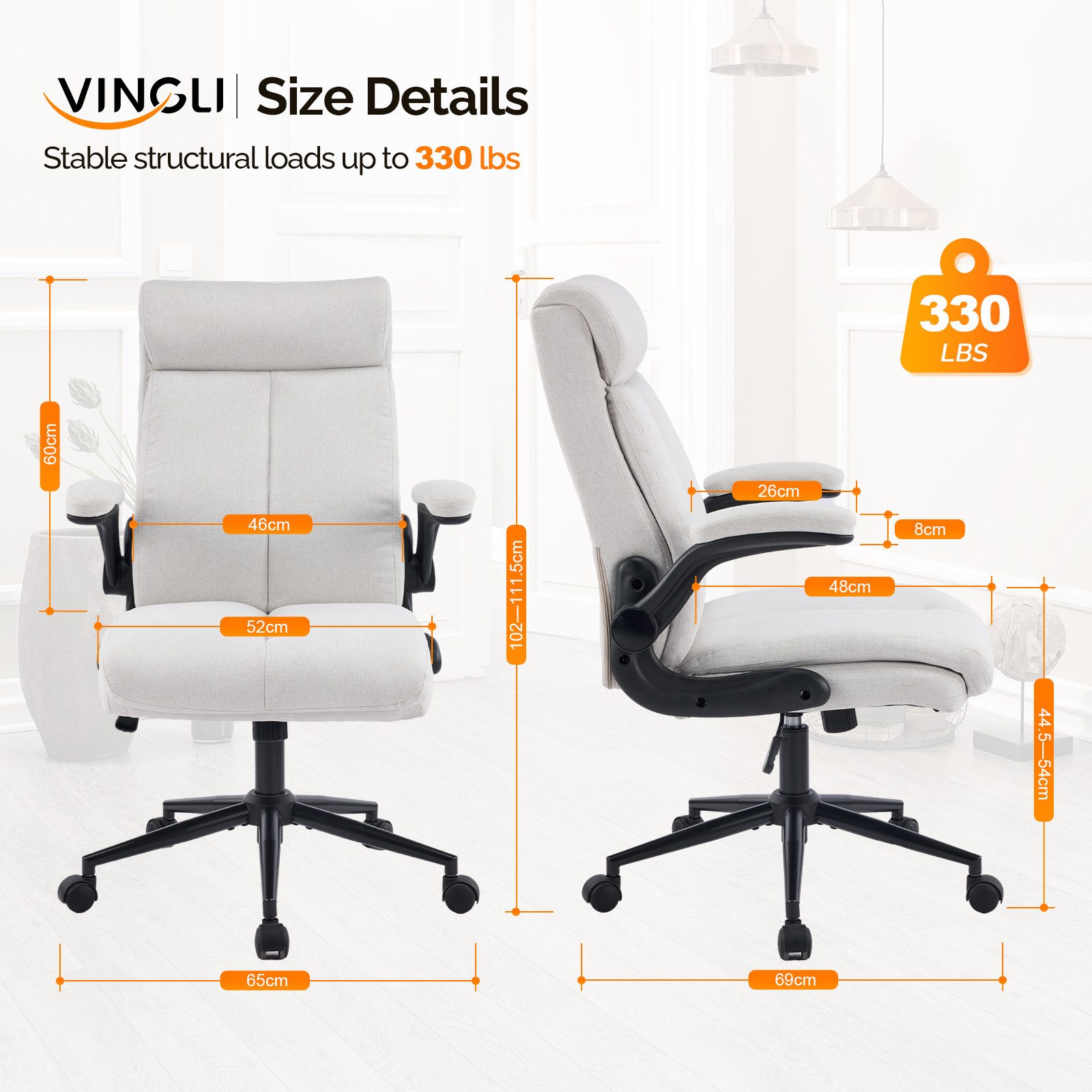VINGLI Bürostuhl Ergonomischer Schreibtischstuhl mit hochklappbarer günstig online kaufen