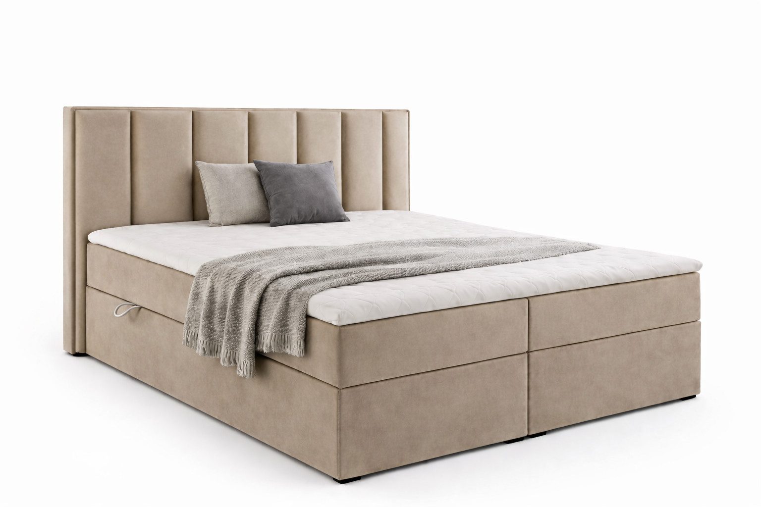Labett Boxspringbett mit Bettkasten Matratze &Topper, HUGO 140x200 160x200 180x200 200x200 (Boxspringbett, Bettkasten, Matratze, Topper), 7-Zonen Taschenfederkernmatratze H3 oder H4