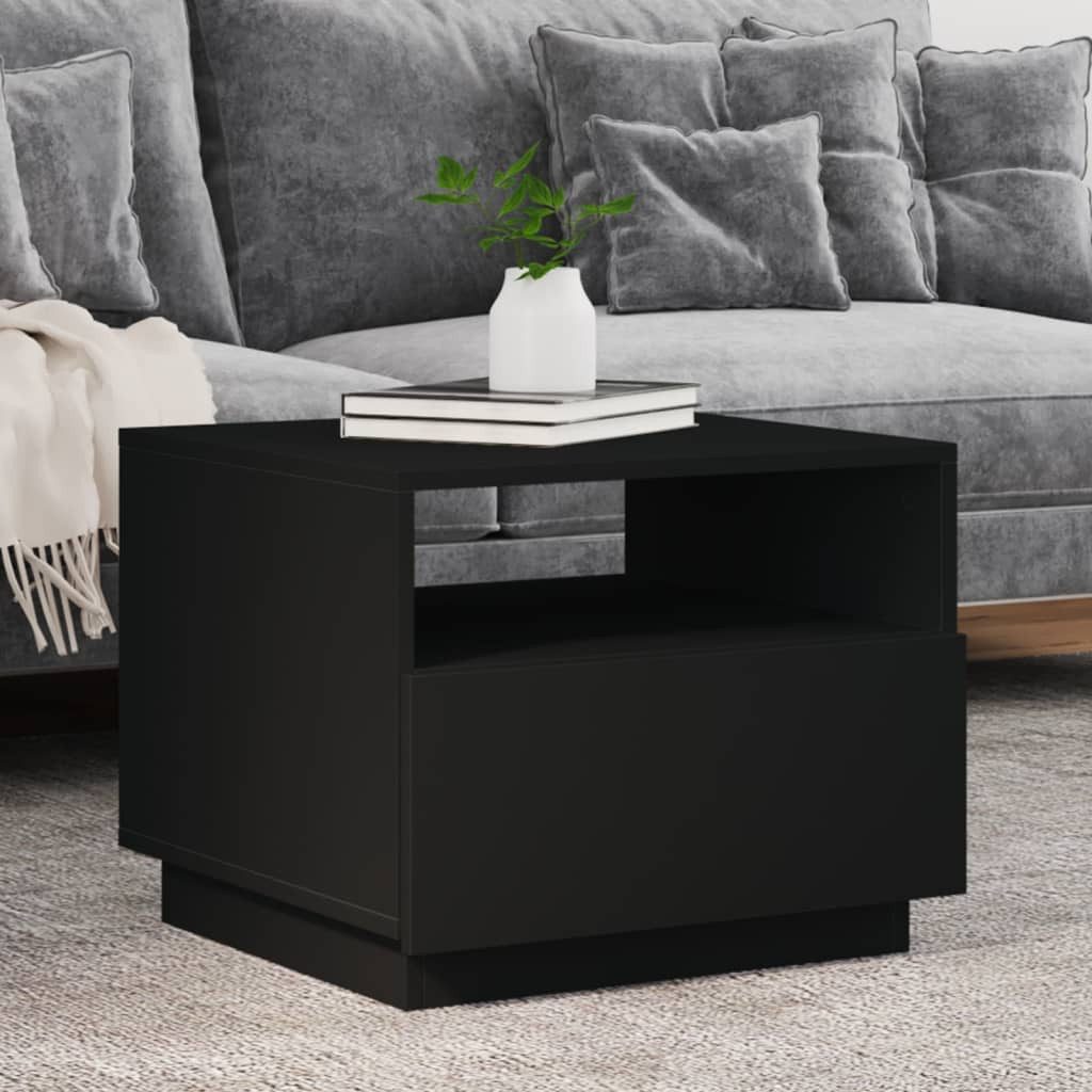 vidaXL Ablagetisch, Couchtisch mit LED-Leuchten Schwarz 50x49x40 cm günstig online kaufen