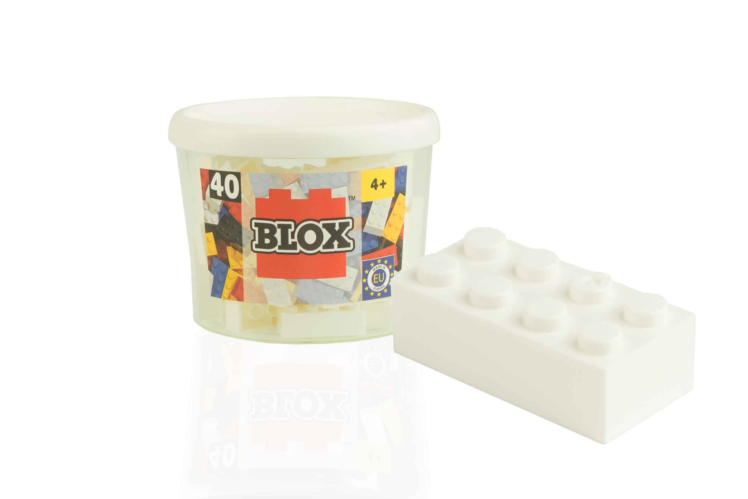 Blox Blox 40 Bausteine 2 x 4 Noppen kompatibel mit Lego Weiß Spielbausteine