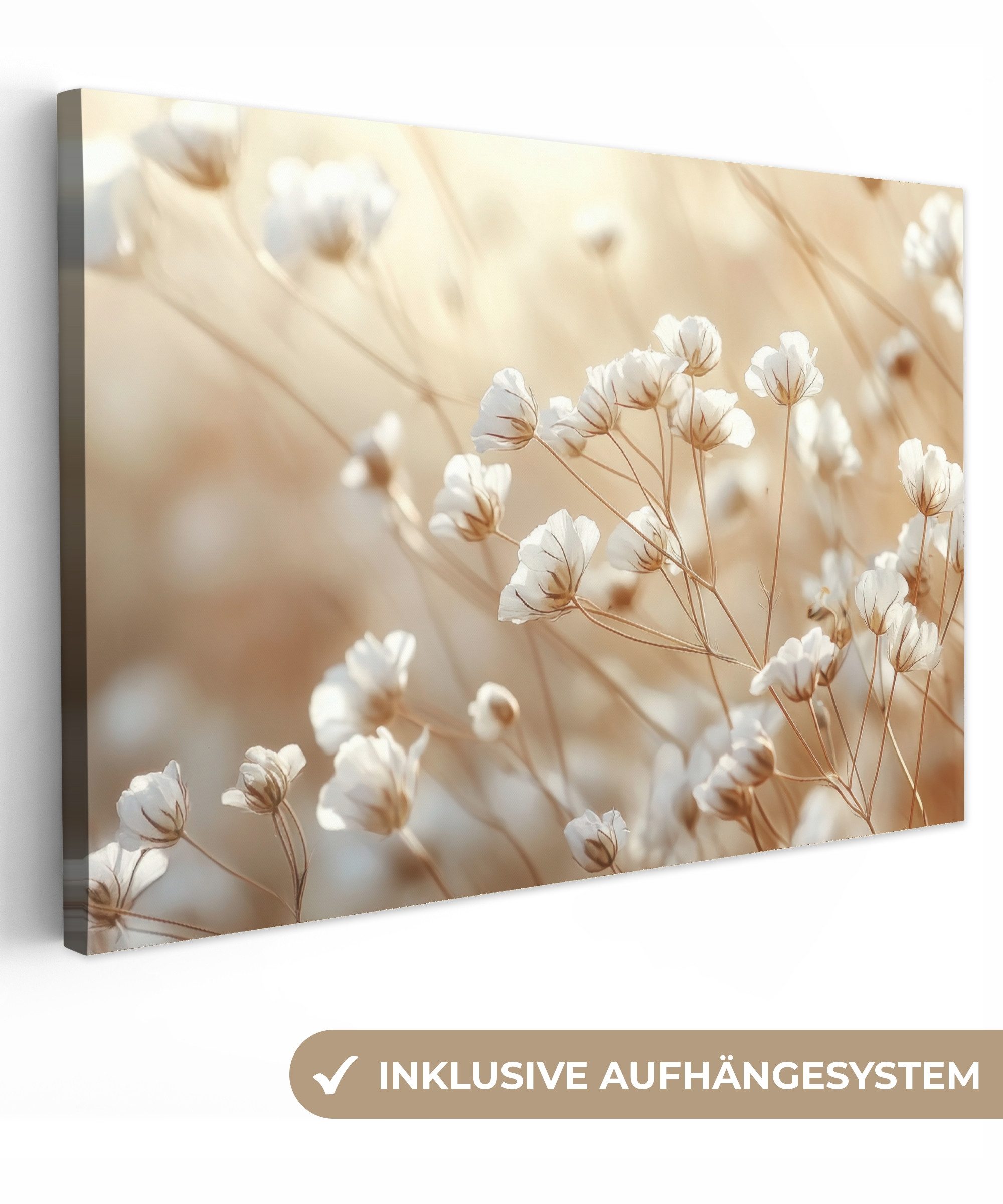 Leinwandbild Wild - Blumen - Weiß