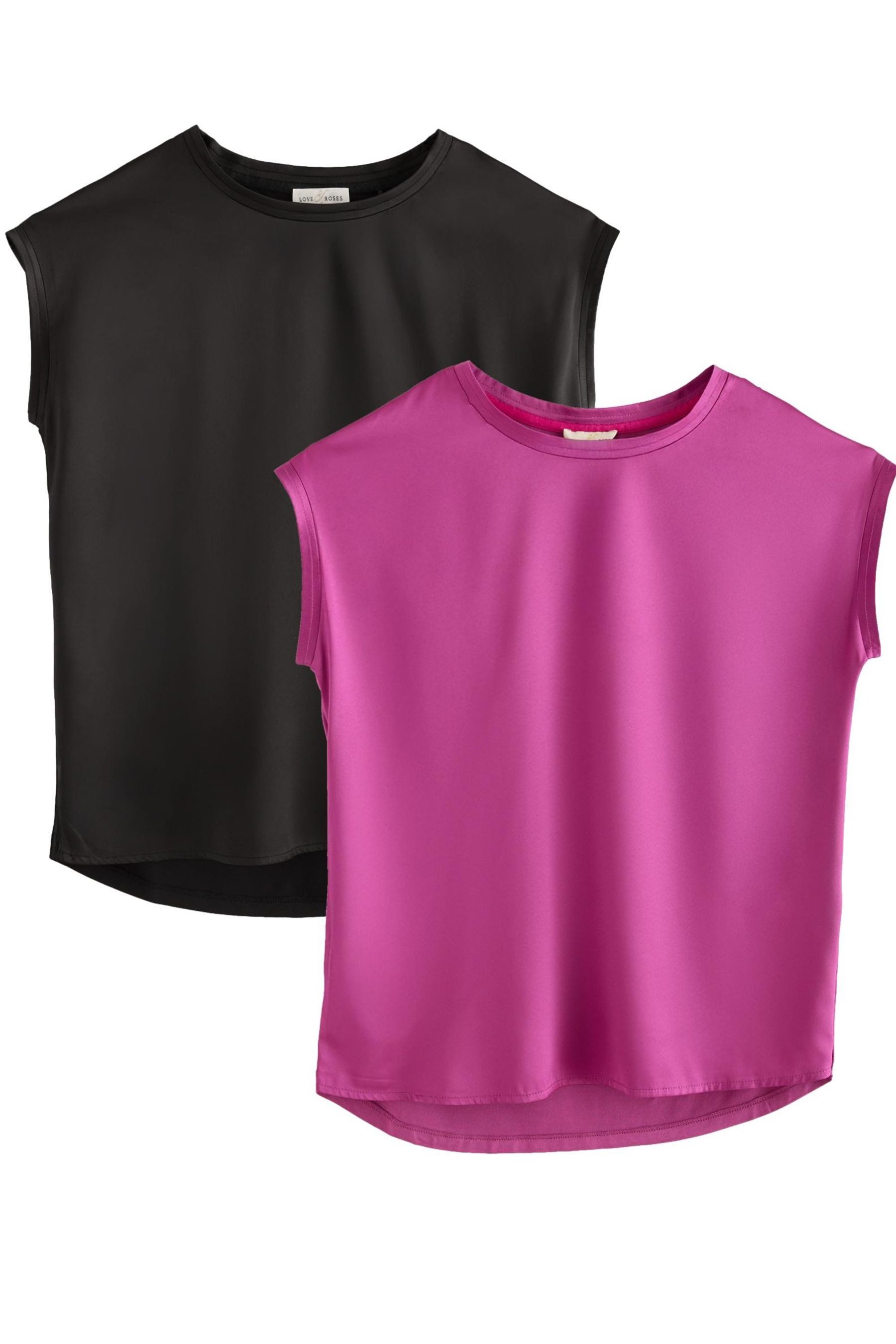 Love & Roses T-Shirt Love & Roses T-Shirts mit Satin-Front im Multipack (2-tlg)