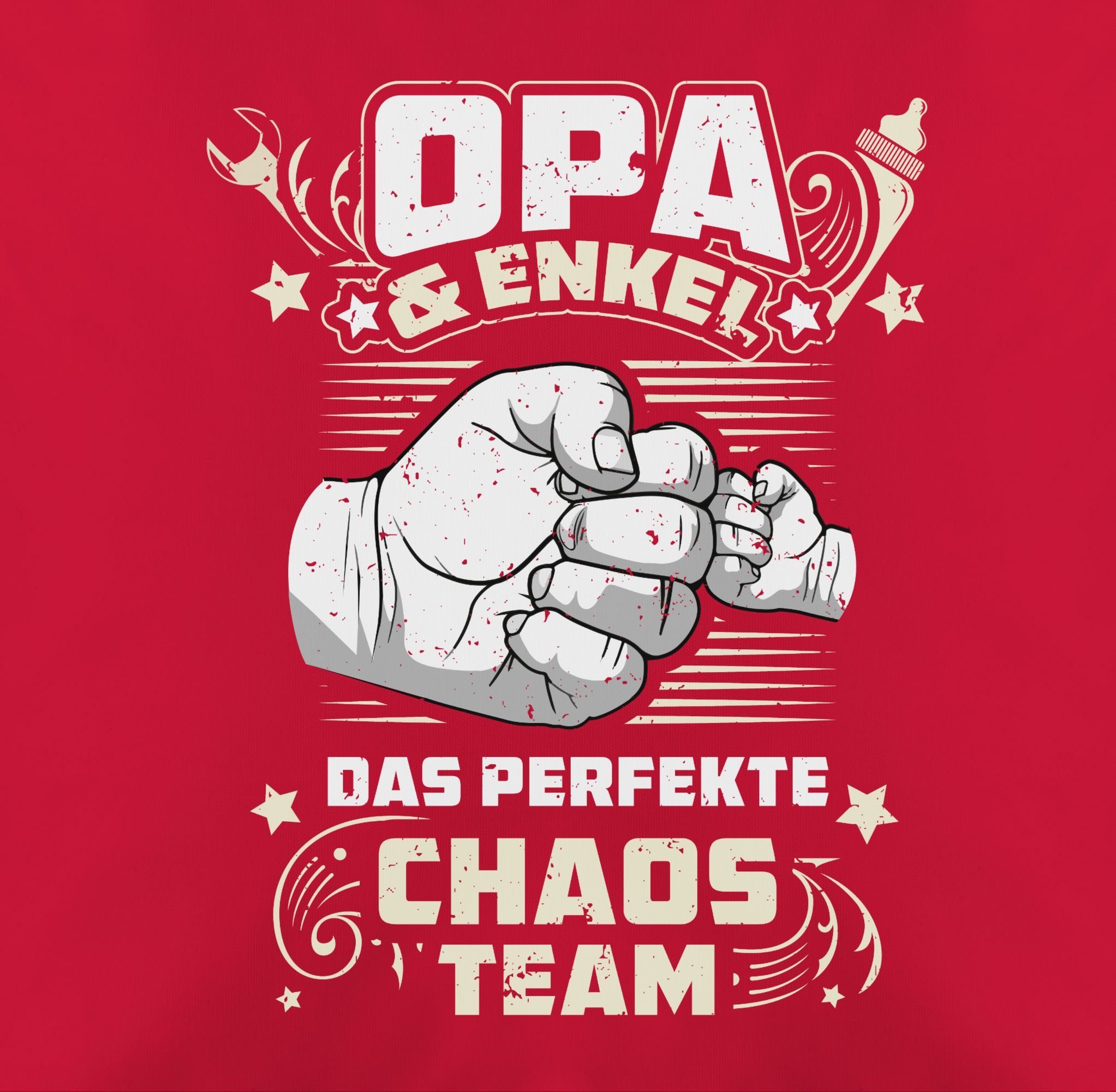 Dekokissen Chaos Großvater & - weiß, Shirtracer - Team Vintage 3 Opa Rot Das Enkel Opa perfekte