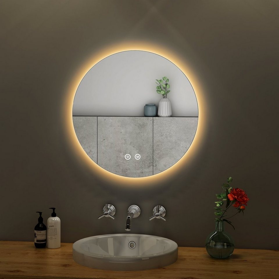 s'afielina badspiegel runder badezimmerspiegel mit