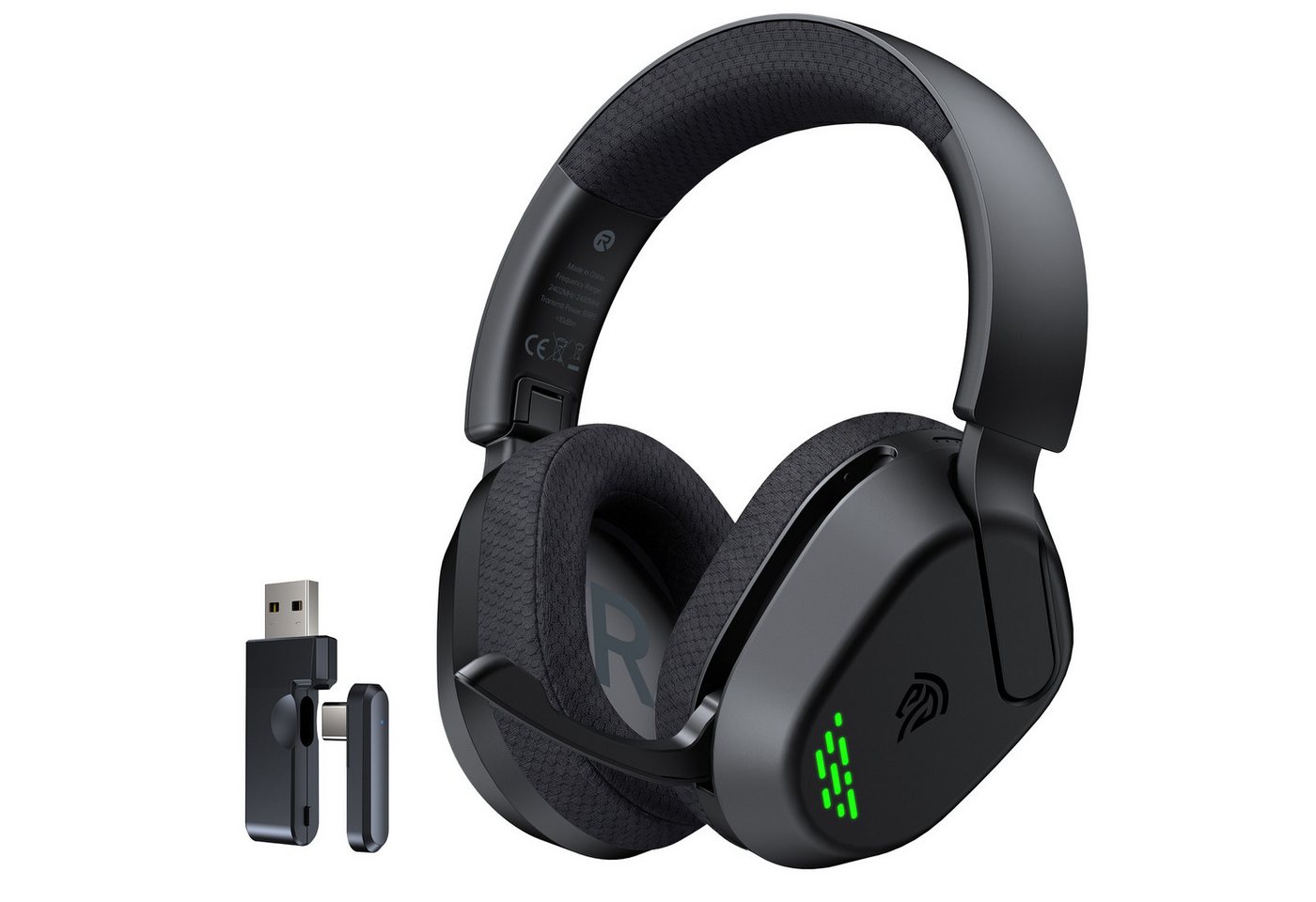 ANYSUN 2,4GHz Kabelloses Gaming Headset,Bluetooth Gaming-Kopfhörer Gaming-Headset (Faltbar Bluetooth Kopfhörer,Headset kabellos für PC,PS5,PS4,Switch)