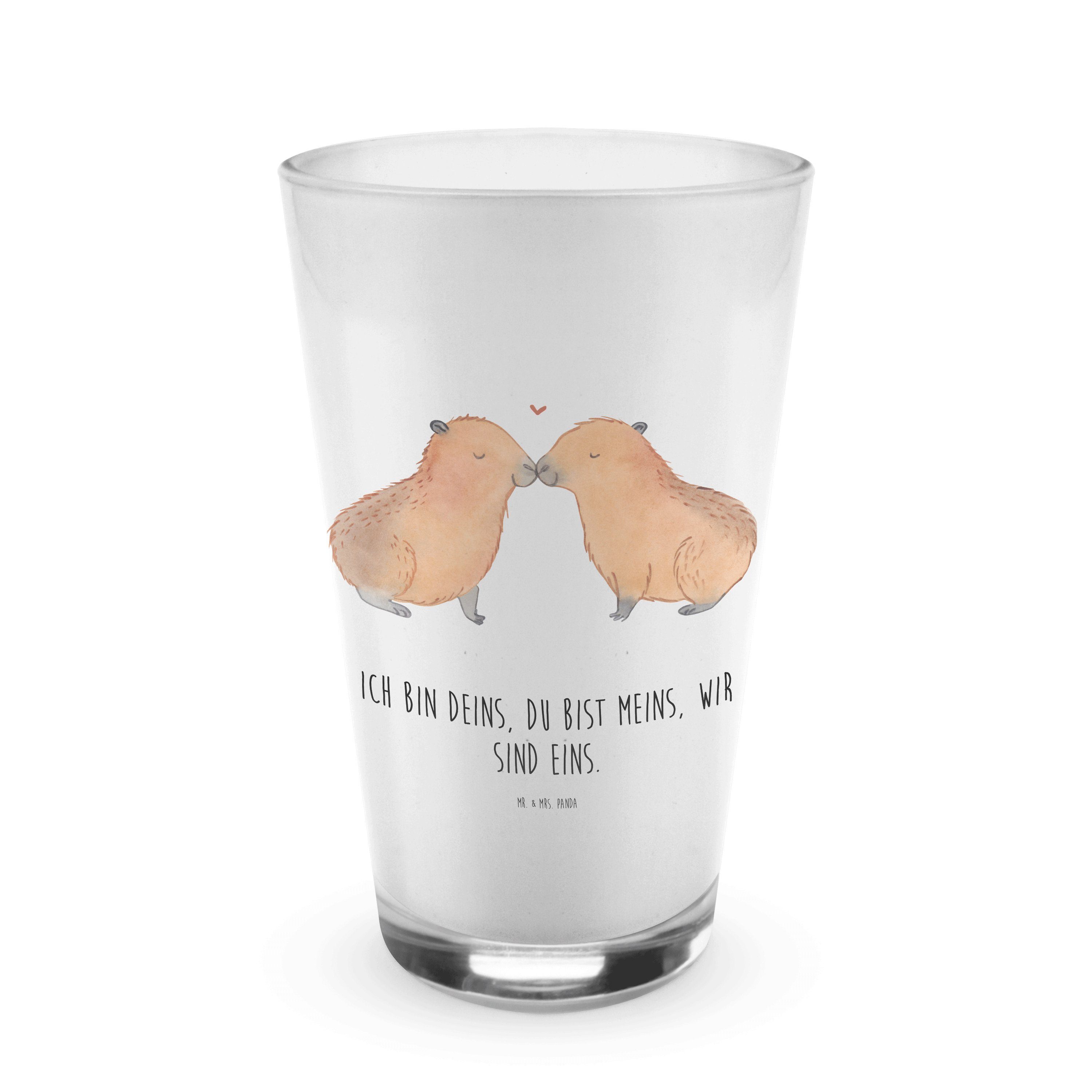 Glas - Glas & Mrs. - Sprüche, Capybara Mr. Panda Glas, Liebe Gute, Geschenk, Premium Transparent lustige