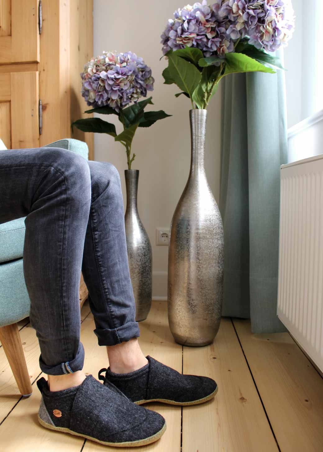 WoolFit Homeoffice Hausschuhe Taiga Hausschuh mit Naturkautschuk Sohle – Bild 3 von 5