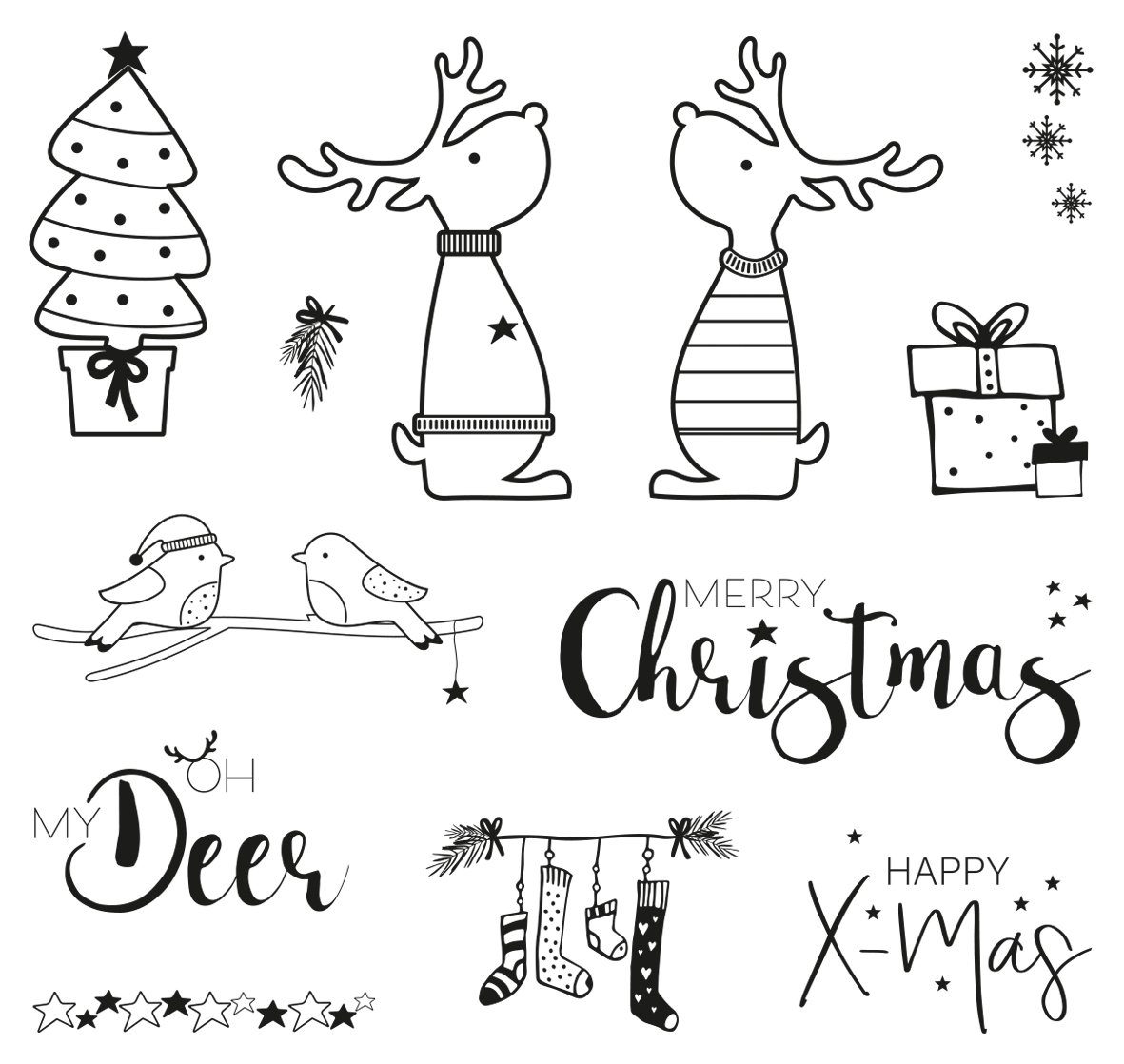 Rayher Stempel Rentierfreunde, 12 Stück