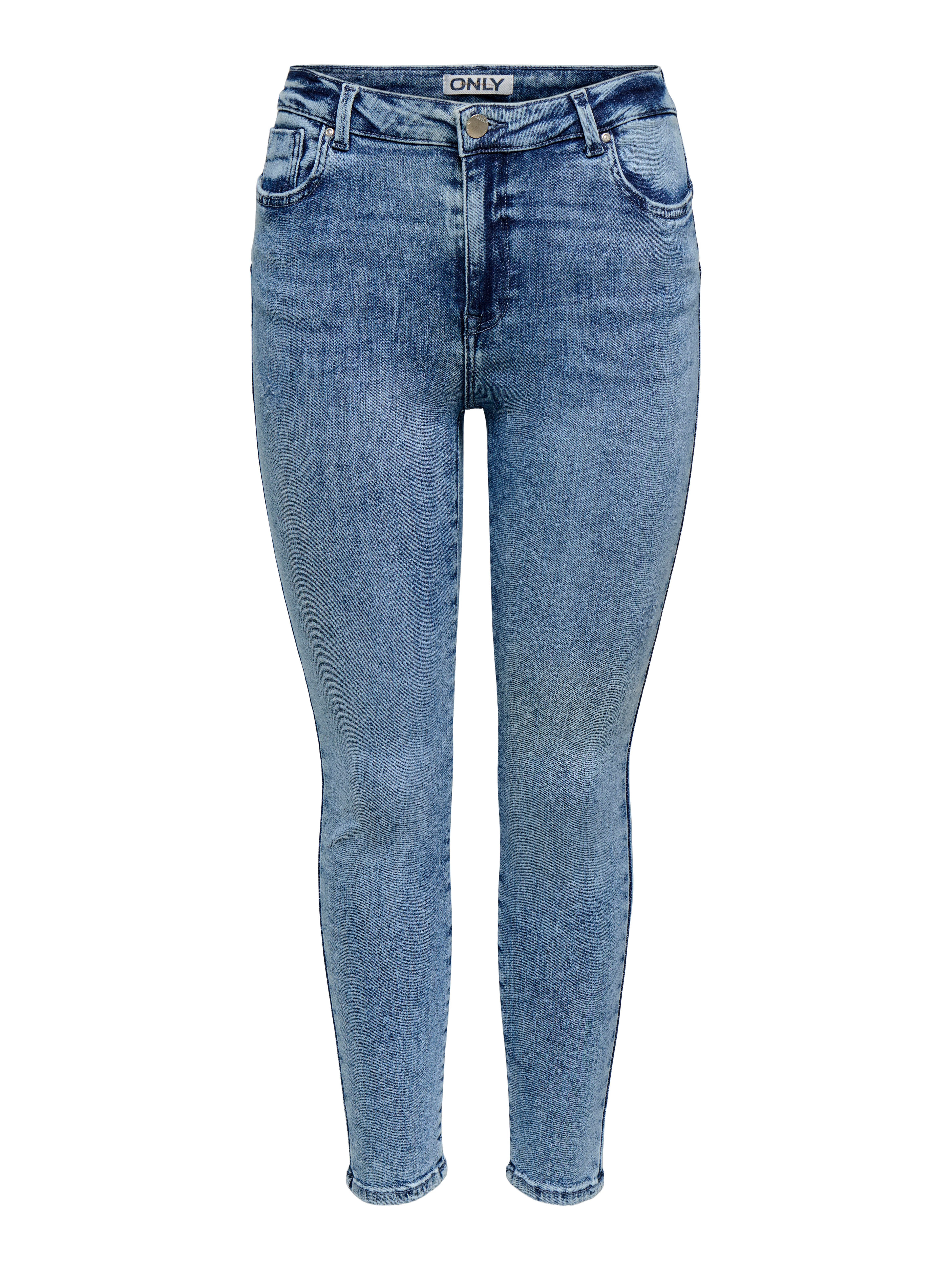 ONLY Skinny-fit-Jeans ONLPOWER MID WASIST PUSH UP AZ mit Destroyed-Details günstig online kaufen