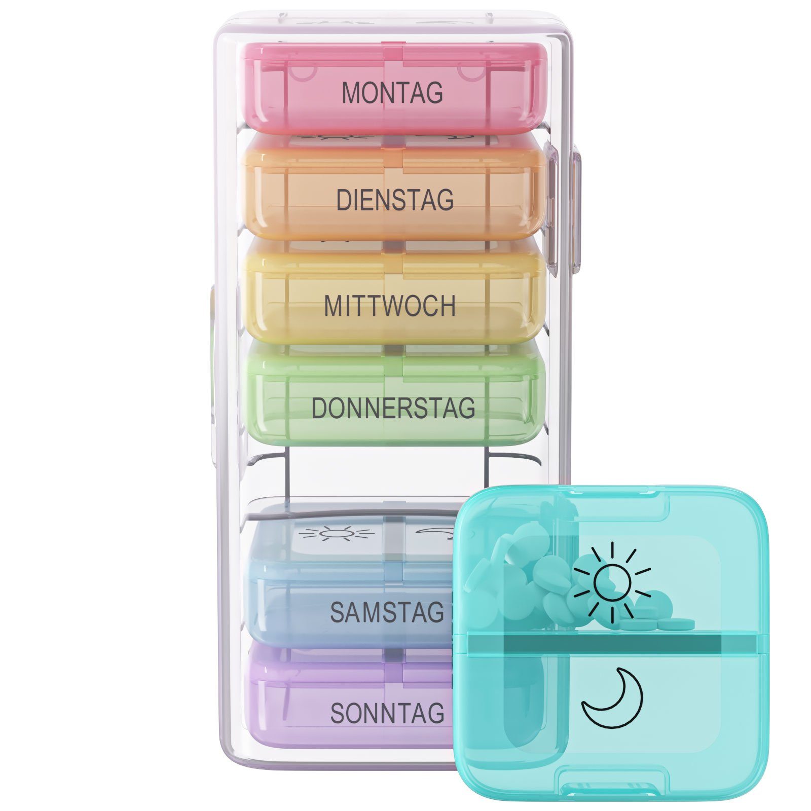 Wellgro Pillendose Große Tablettenbox für 7 Tage