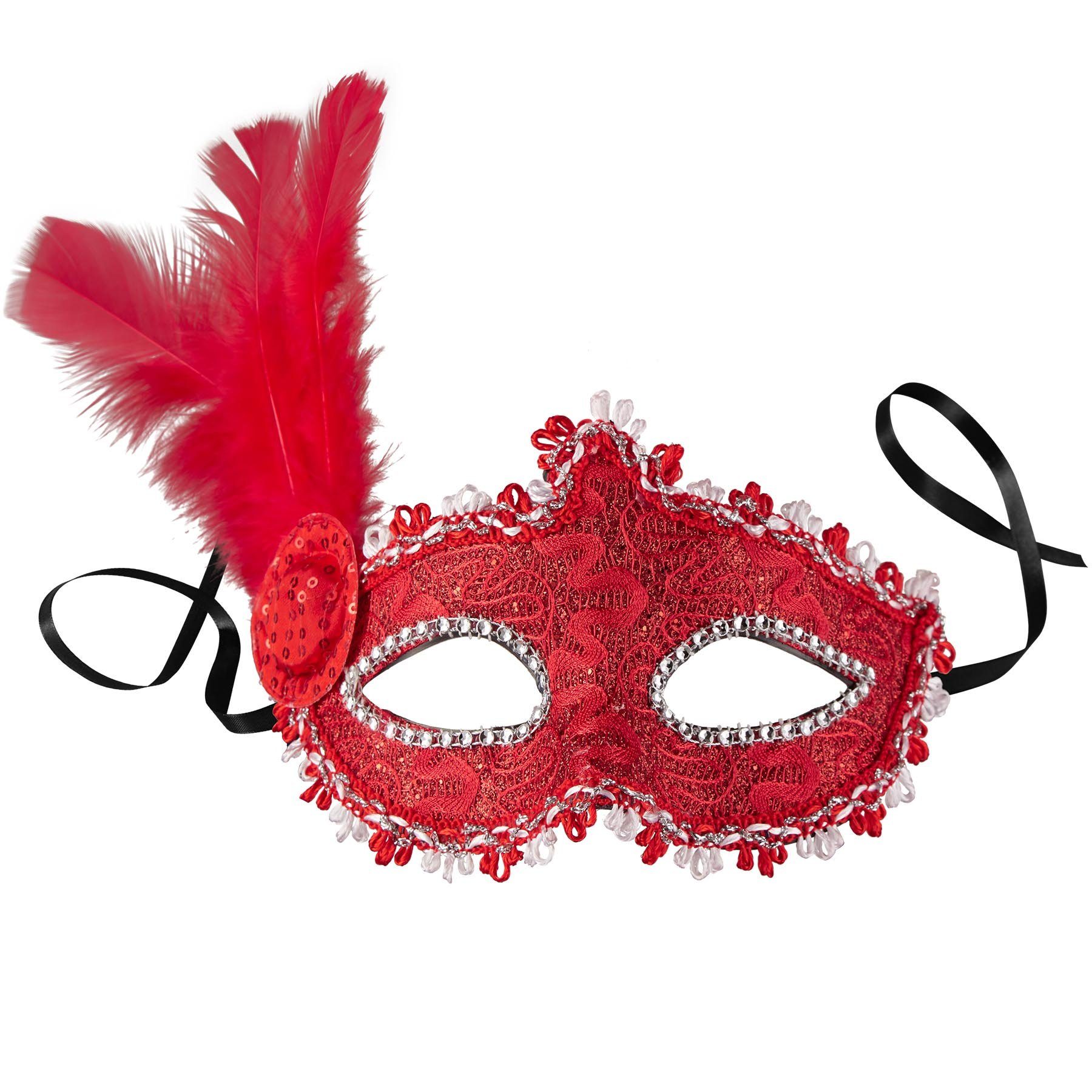 dressforfun Kostüm Venezianische Maske mit seitlicher Feder, Elegante Halbmaske in Einheitsgröße