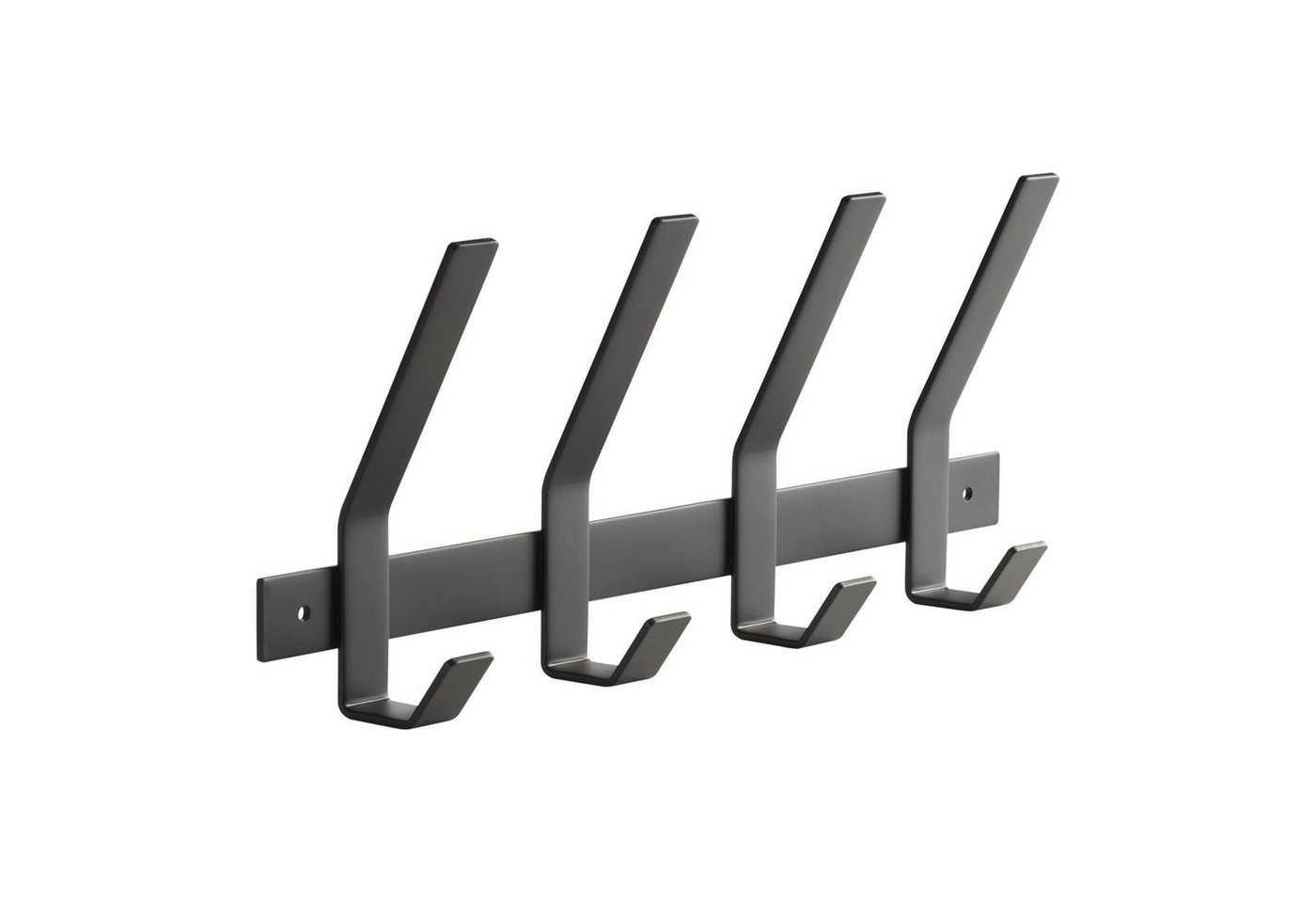 SO-TECH® Garderobenleiste Hakenleiste Blackline ALBA schwarz pulverbeschichteter Stahl (1 St), Breite 345 mm mit 4 Haken groß, inkl. Befestigungsset