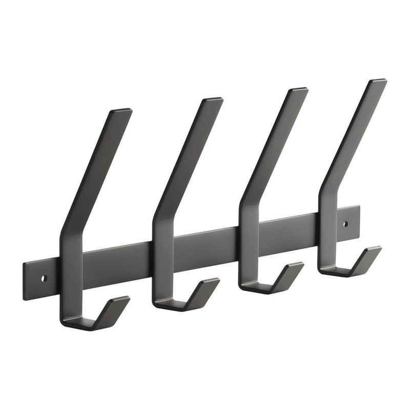 SO-TECH® Hakenleiste Blackline ALBA schwarz pulverbeschichtet, (1 St), Länge 345 mm mit 4 Haken groß