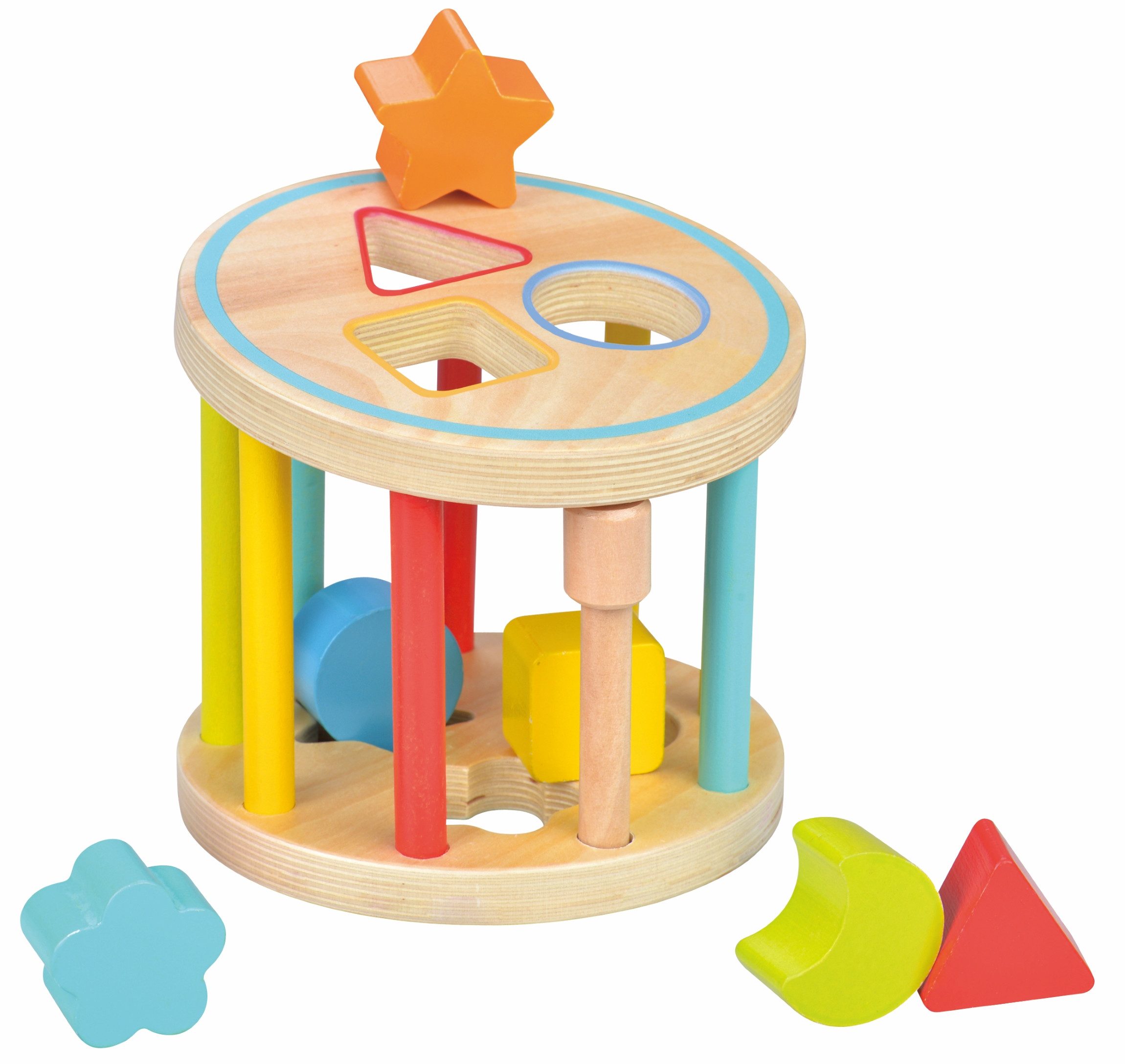 Lelin Steckspielzeug L10261 Holz - Steckspiel, Sortierspiel mit bunten Holz - Bausteinen, Steckspiel mit Greifstäben