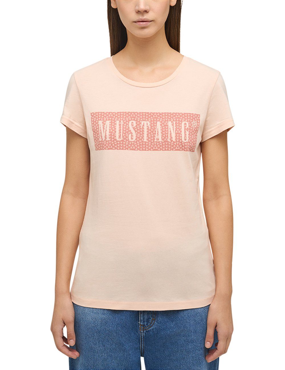 Mustang MUSTANG T-Shirt Kurzarmshirt hellrosa Print-Shirt