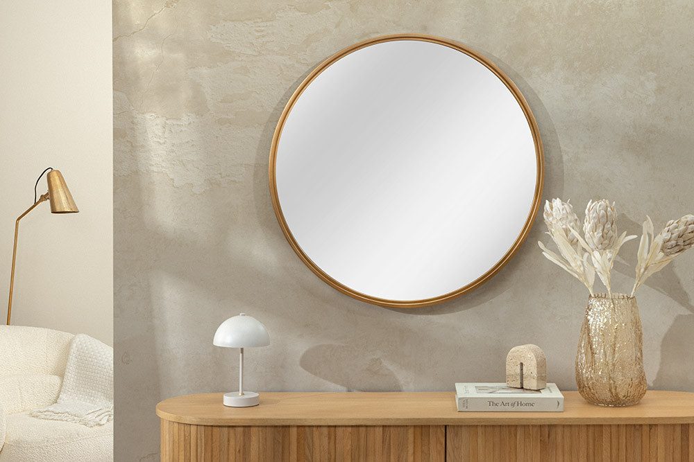riess-ambiente Wandspiegel PORTRAIT Ø60 cm gold – rund, handmade, Eisenrahmen, Statement-Piece (Einzelartikel, 1-St), dekorativer Design-Spiegel, Luxus-Wohnaccessoire für Flur & Wohnzimmer