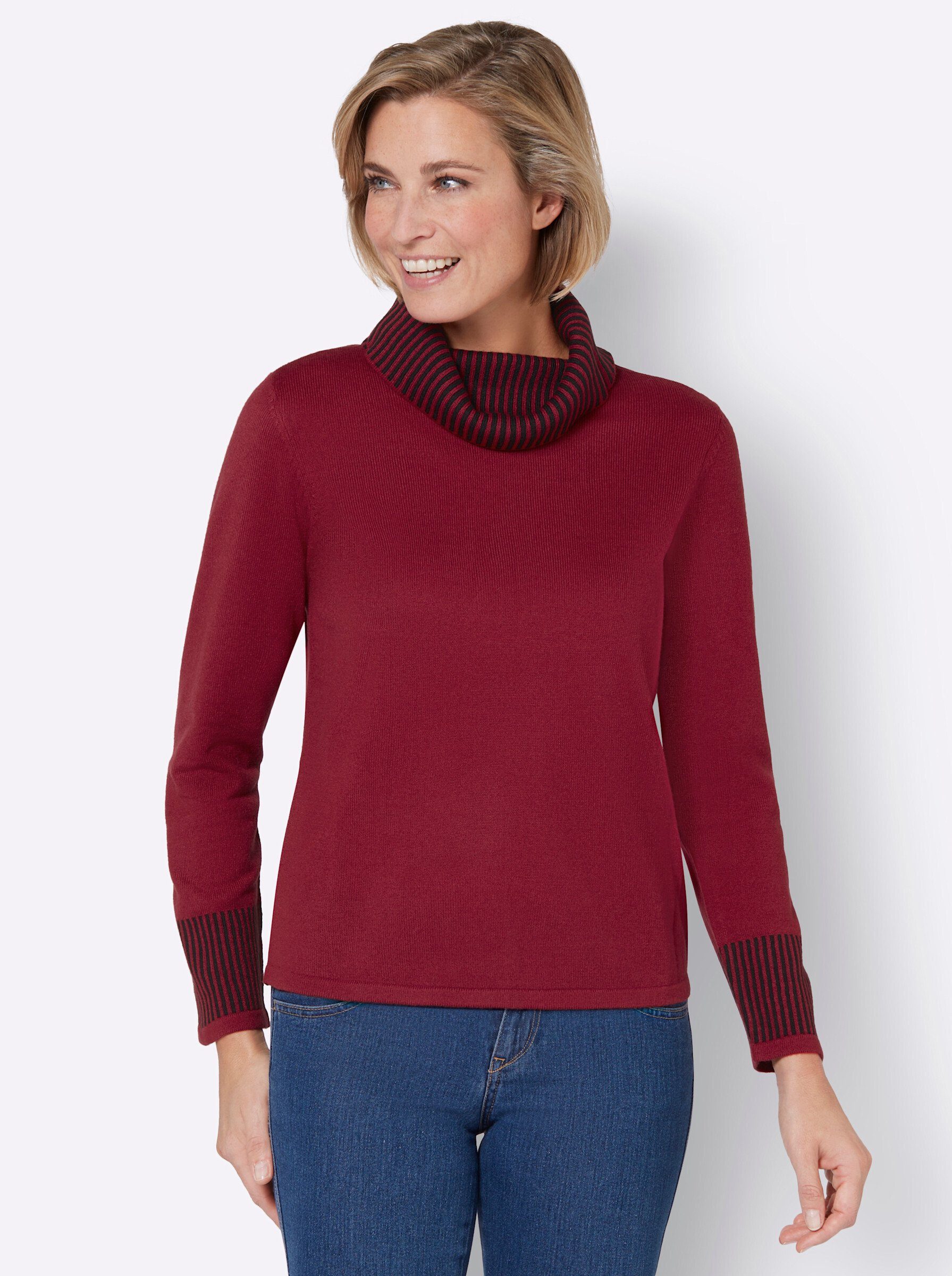 kirsche-schwarz-gemustert an! Strickpullover Sieh