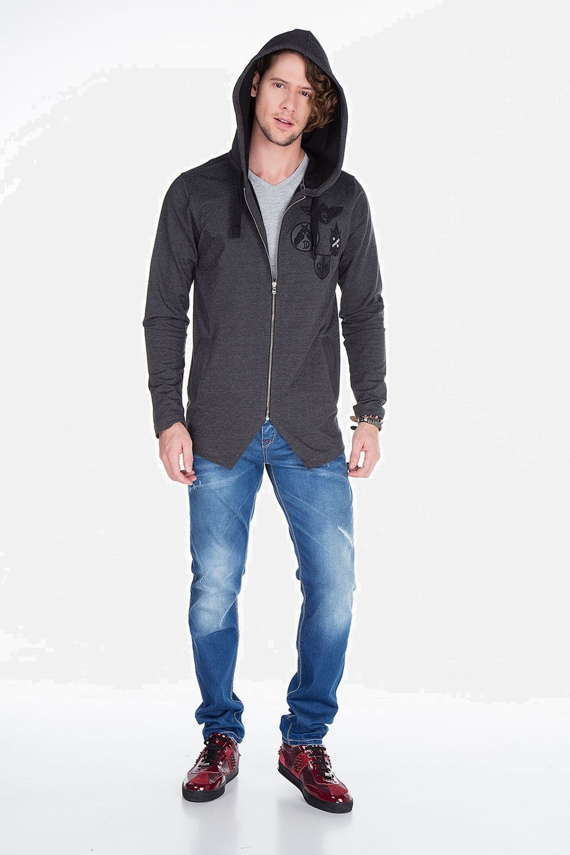 Cipo & Baxx Sweatjacke Sweatjacke (1-tlg) mit ausgefallenem Saum, CL-238