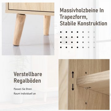 EXTSUD Sideboard Sideboard in Holzoptik, 2 Rattantüren, 1 Schublade, 60*40*101cm