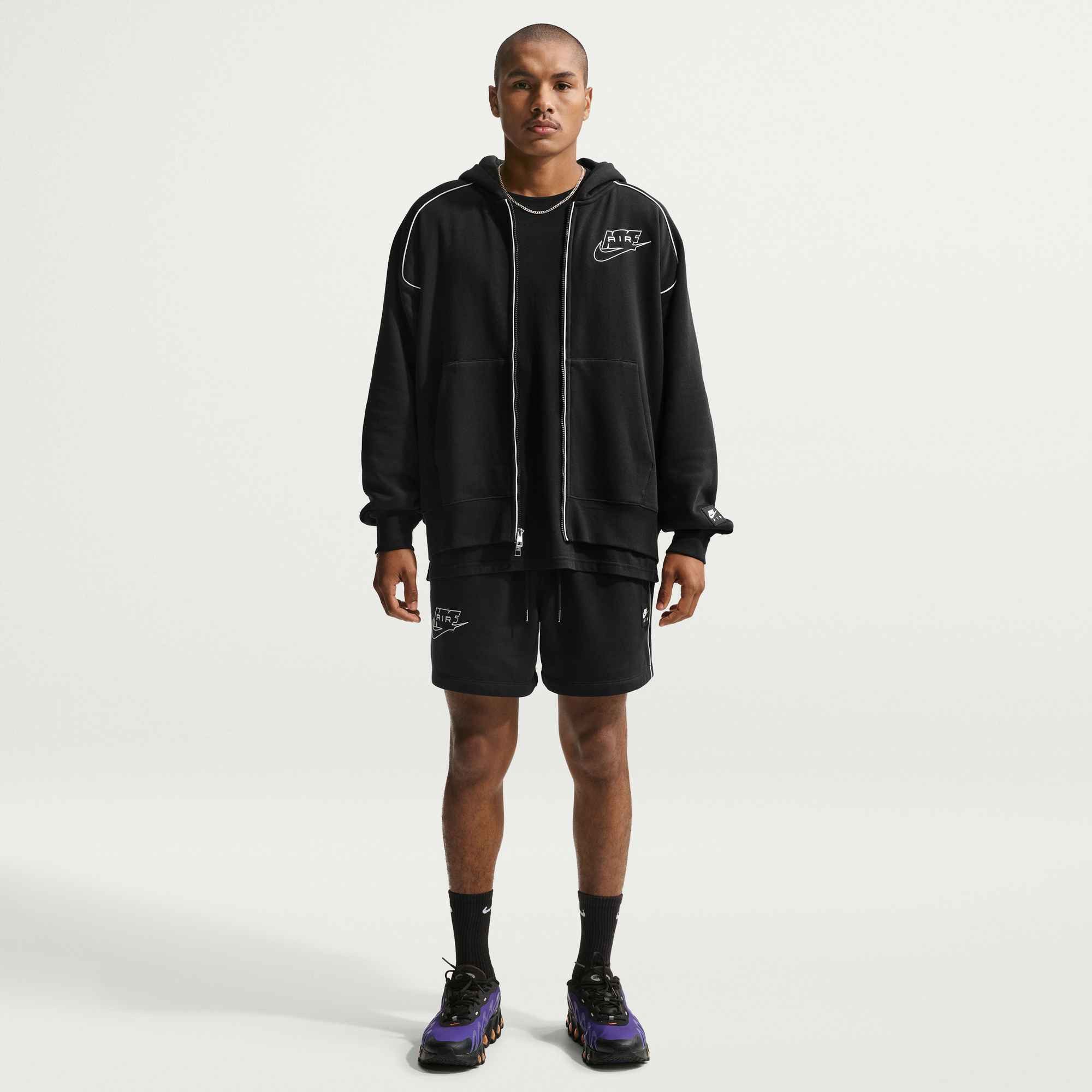 Nike Sportswear Kapuzensweatjacke M NK AIR BB FZ HDY mit 2-Wege-Reißverschluss, aus Baumwollmischung