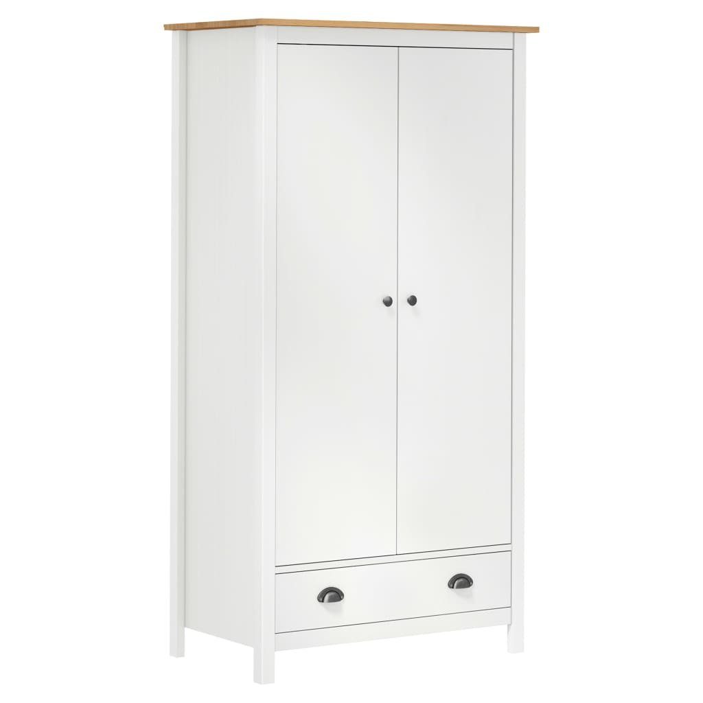 DOTMALL Kleiderschrank Drehtürenschrank aus Massivholz Kiefer mit 2 Türen 89x50x170cm Weiß und Honigbraun
