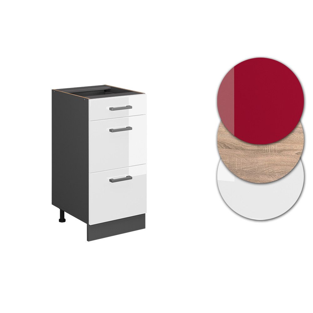Vicco Unterschrank R-Line Weiß Hochglanz/Anthrazit 40 mit Schubladen ohne Arbeitsplatte (1-St) – Bild 5 von 5