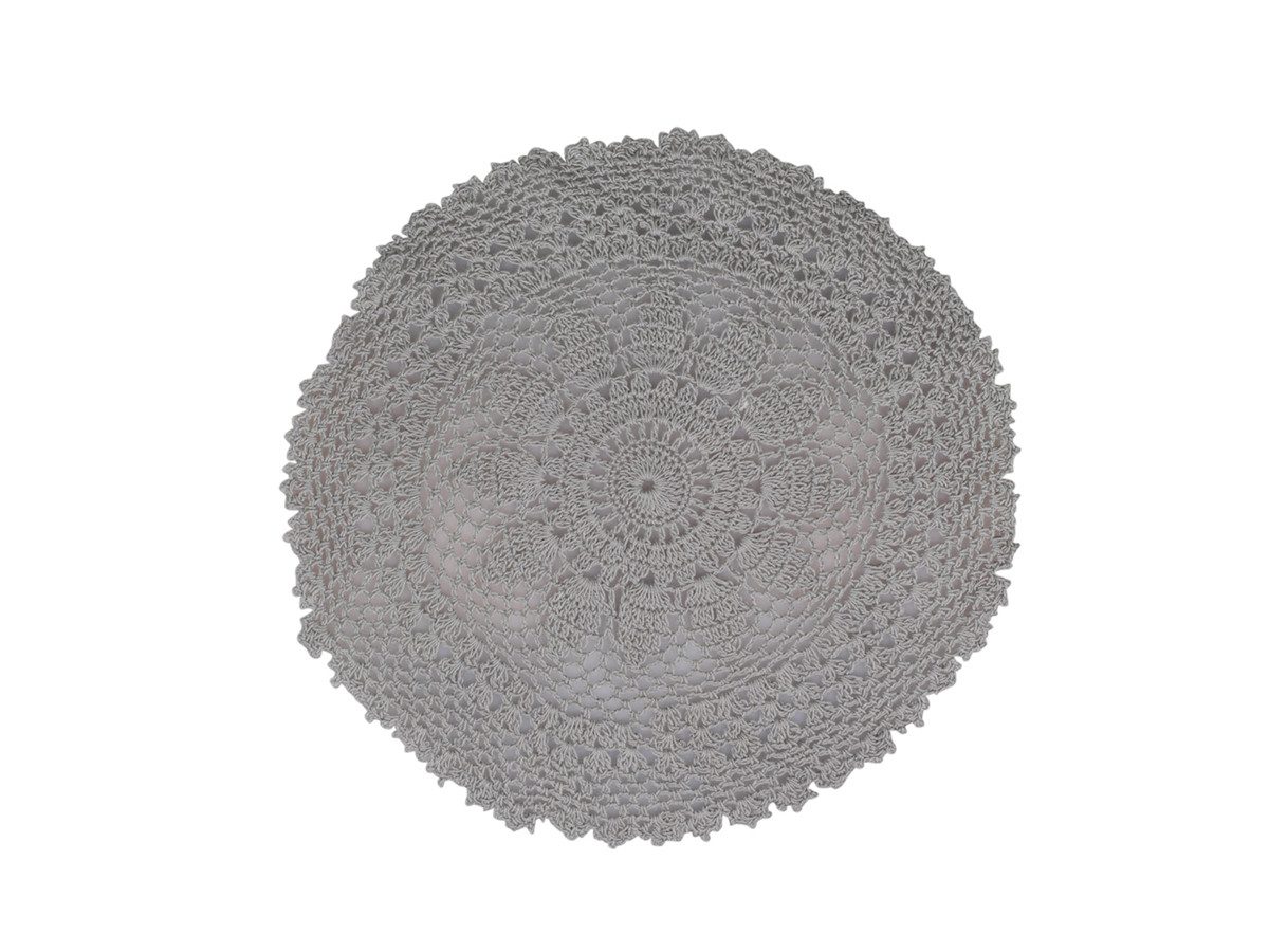 Chic Antique Tischläufer Brotserviette gehäkelt grau Ø30 Baumwolle Tischdecke Set, Edles Design