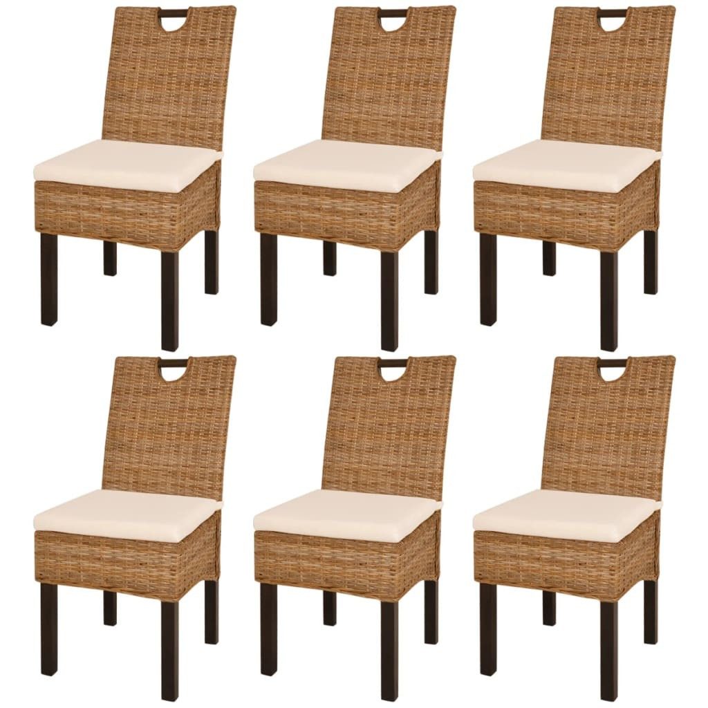 Esszimmerstuhl Esszimmerstühle 6 Stk. Kubu-Rattan Mangoholz