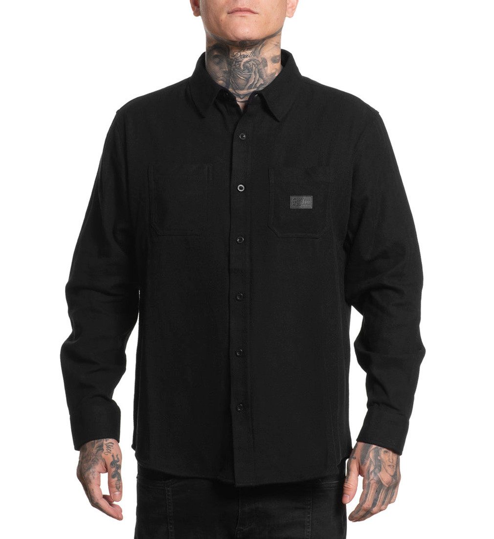 Sullen Clothing Langarmhemd Blaq Flannel Shirt Holzfällerhemd Schwarz