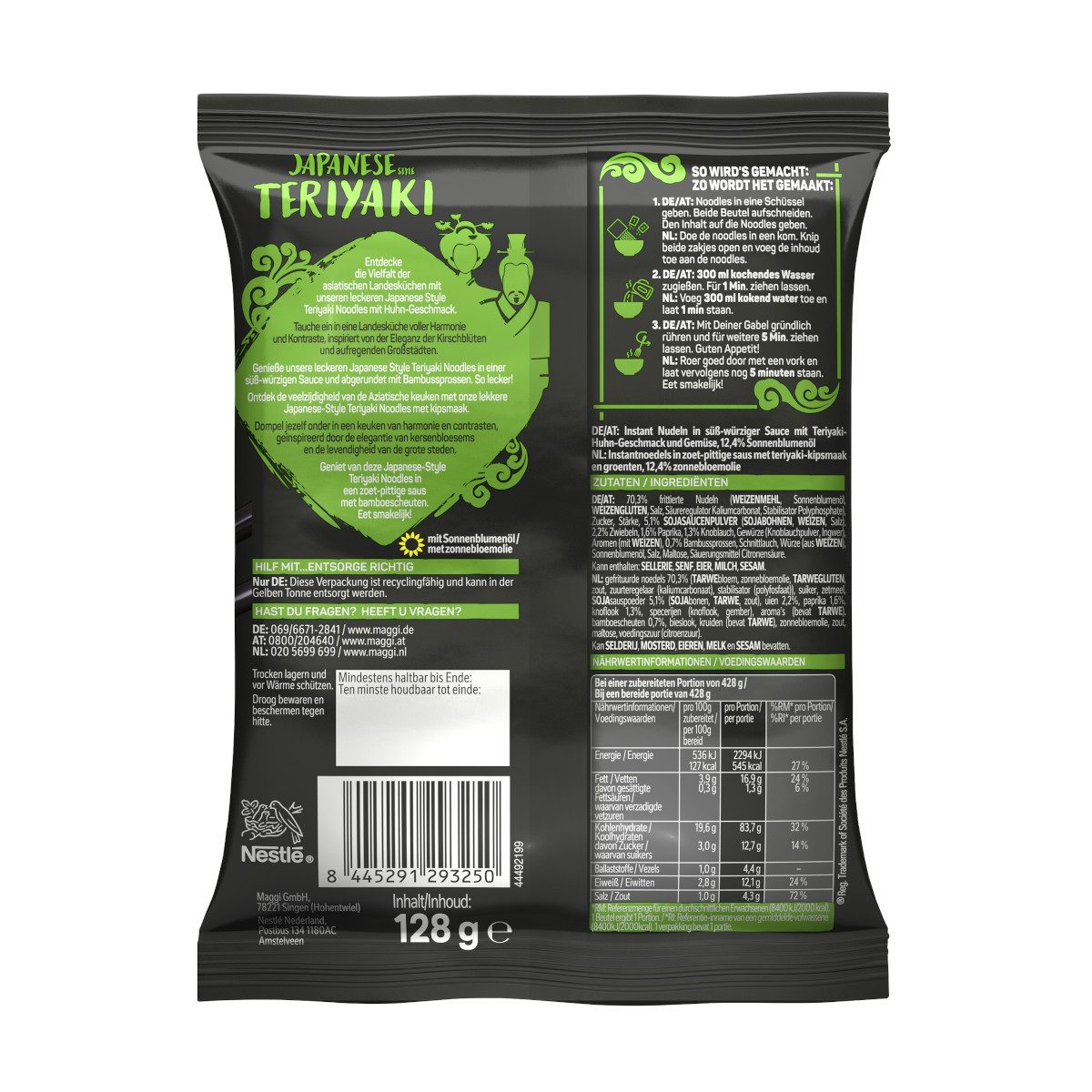 MAGGI Gewürz, Maggi Magic Asia Saucy Noodles Japanese Teriyaki Style Packung 128g