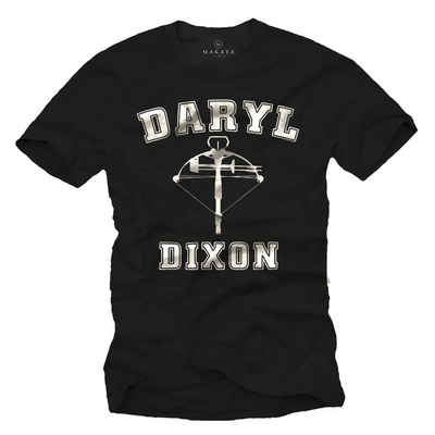 MAKAYA T-Shirt Herren Daryl Dixon Walking Zombie Hunter Dead mit Druck, aus Baumwolle