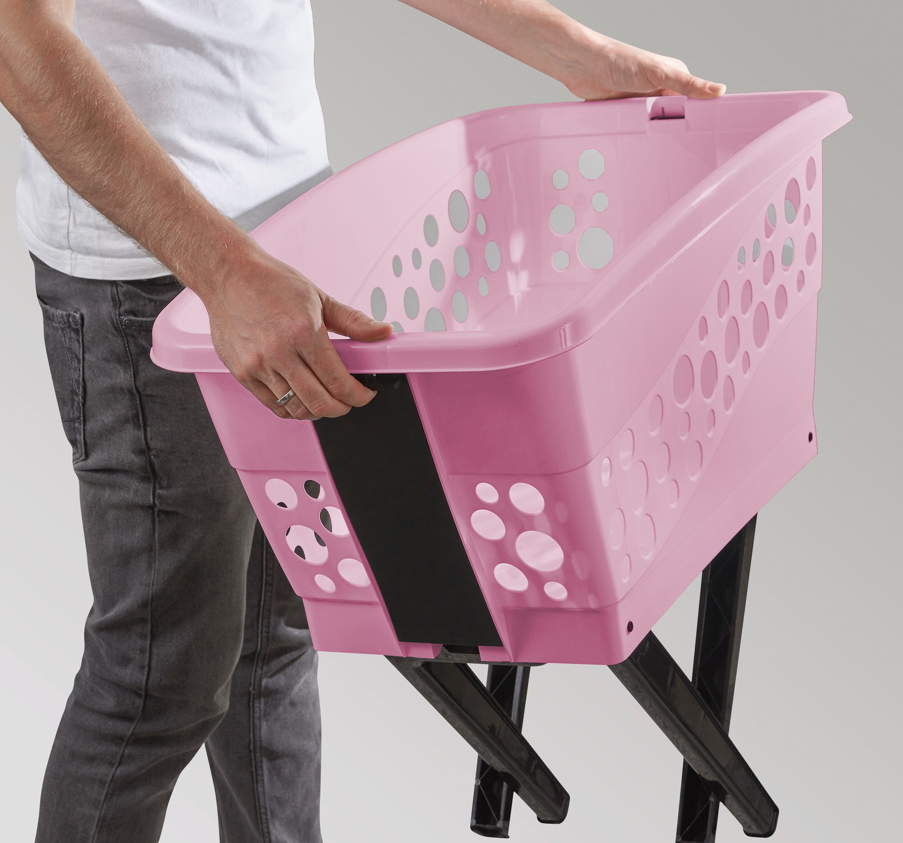 Gardissimo Wäschekorb Wäschewanne mit Beinen rosa günstig online kaufen