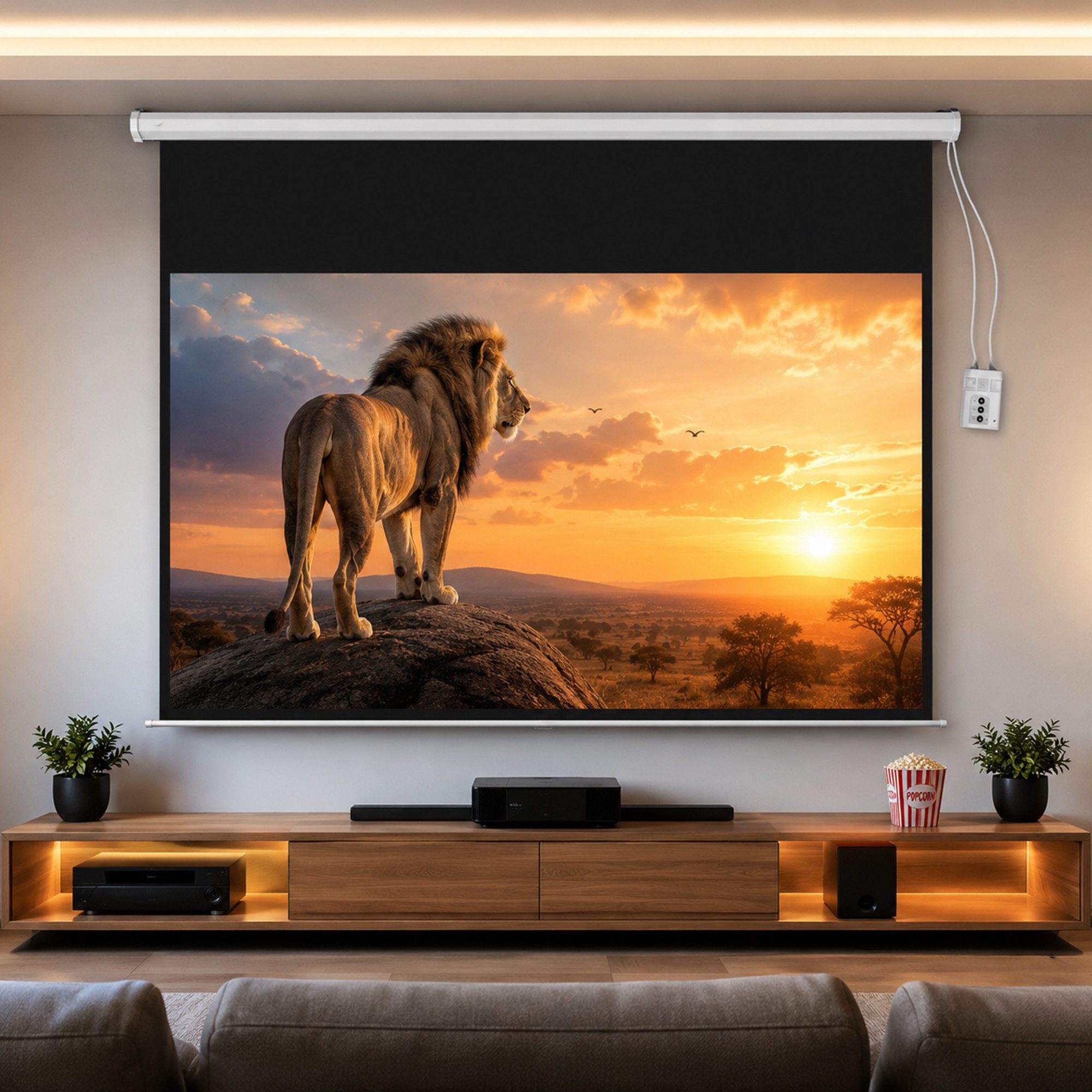 Mucola Beamerleinwand 300x169CM Motor Beamer Leinwand Projektionsleinwand Motorleinwand (Geeignet für HD-Qualität, 16:9, 4:3 und auch 1:1 Formate) – Bild 4 von 5