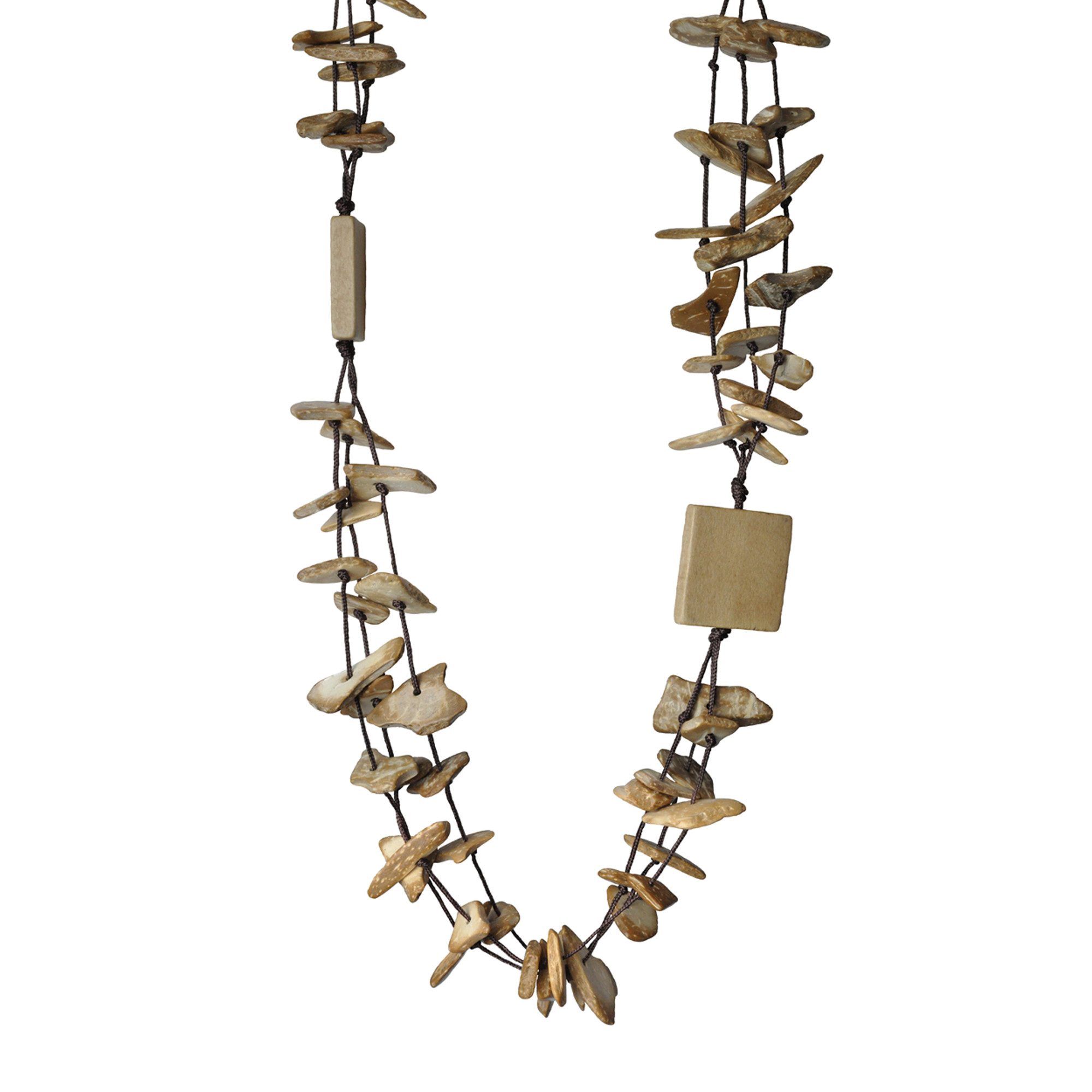 Steuer Collierkettchen Textilkette braun mit Kokossplittern natur