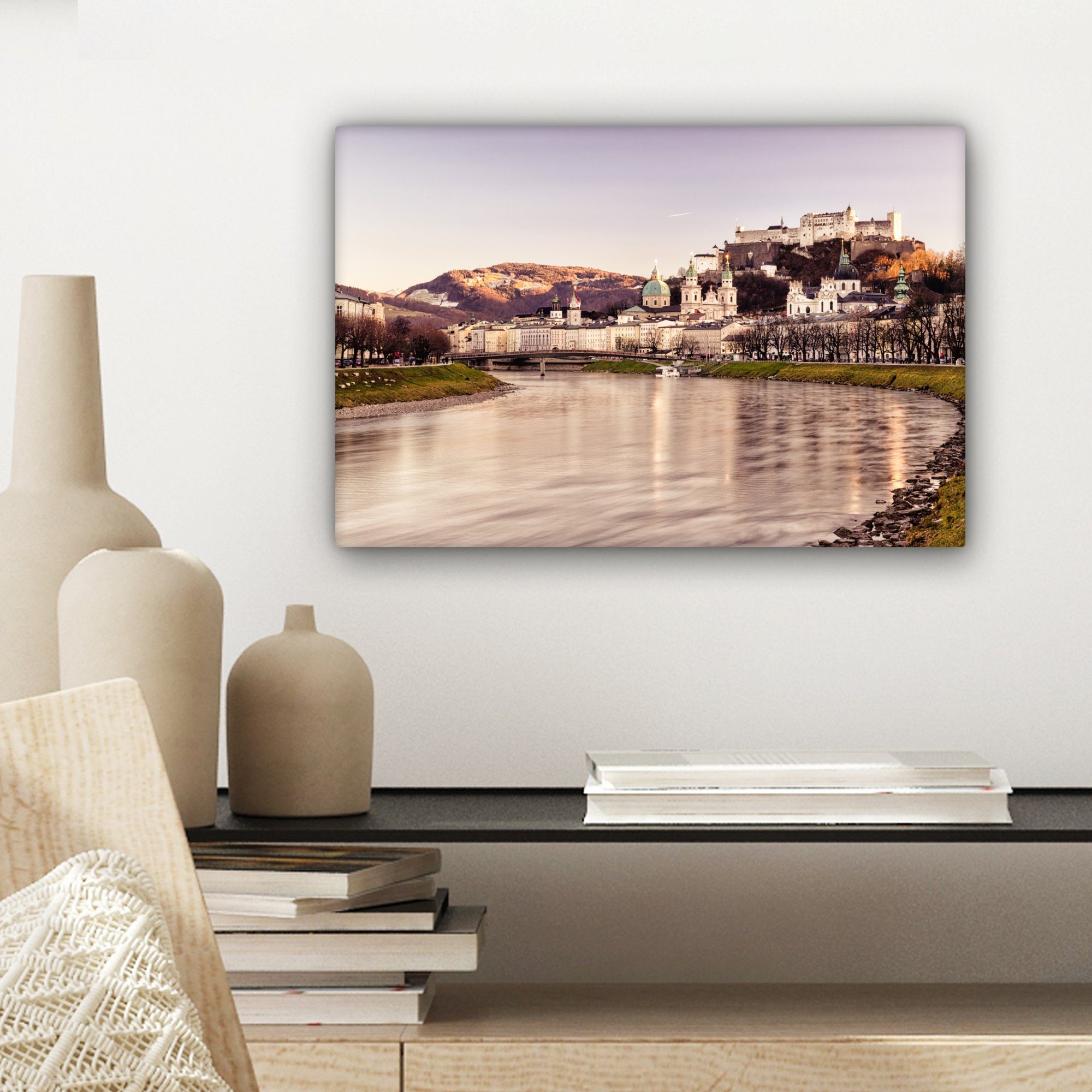 cm Leinwandbild Blick 30x20 Wanddeko, auf Stadt OneMillionCanvasses® Salzburg, (1 Wandbild die Aufhängefertig, Leinwandbilder, St),