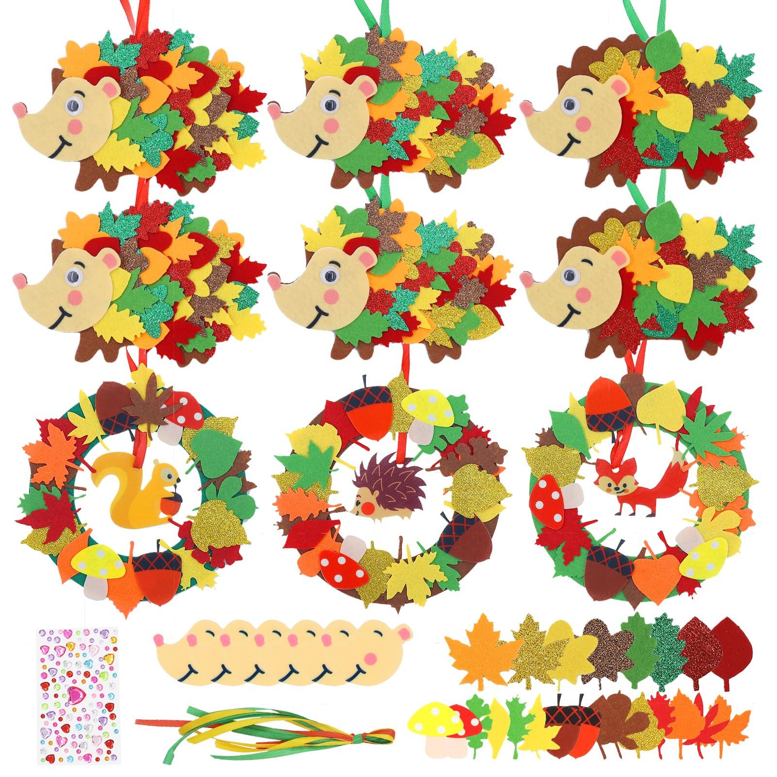 CLTYQ Hängedekoration Herbst Bastelset für Kinder, Kranz Bastelset mit Igel günstig online kaufen